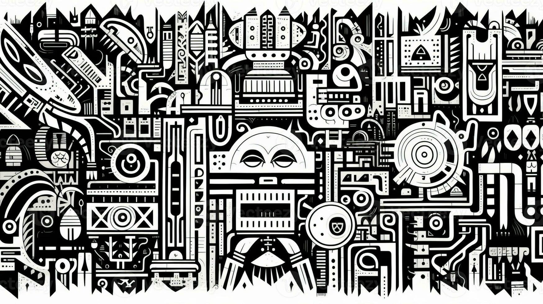 AI generated Abstract doodle background. Surreal style photo