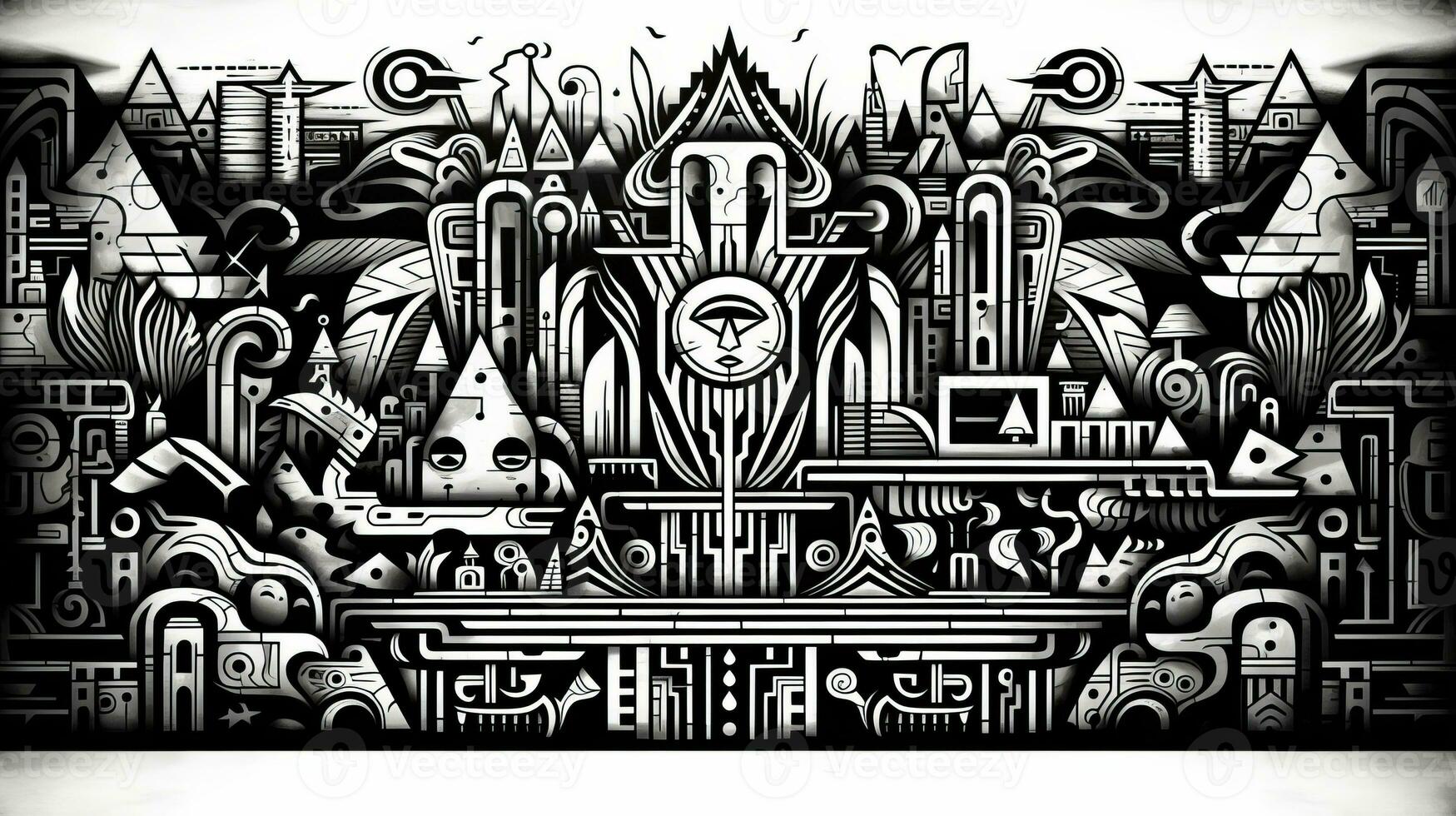 AI generated Abstract doodle background. City in surreal style photo