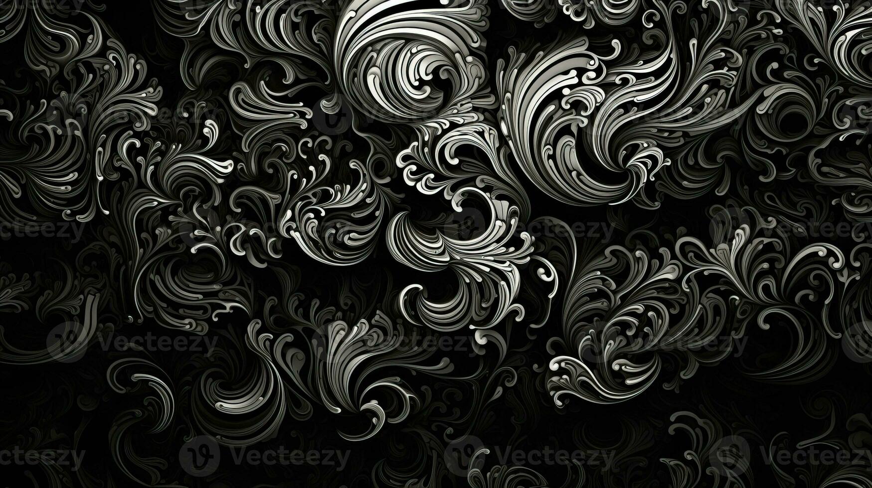 AI generated Abstract floral pattern in black and white colors photo