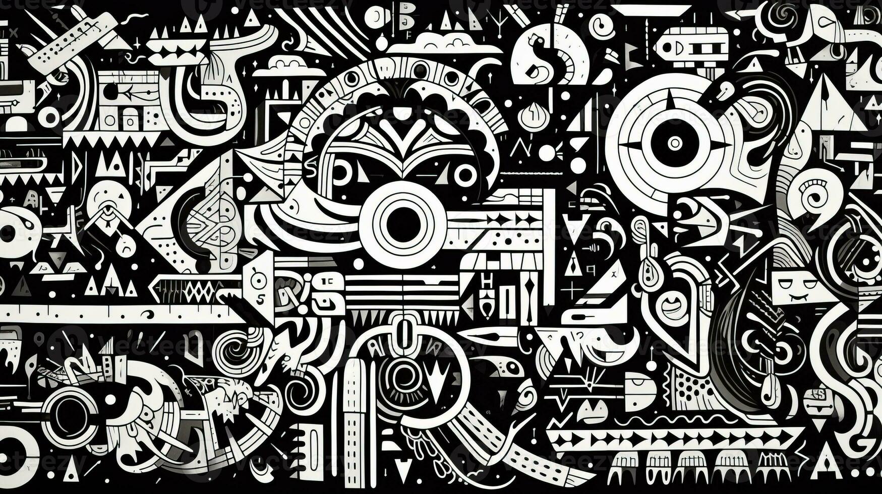 AI generated Abstract doodle composition. Surreal style photo