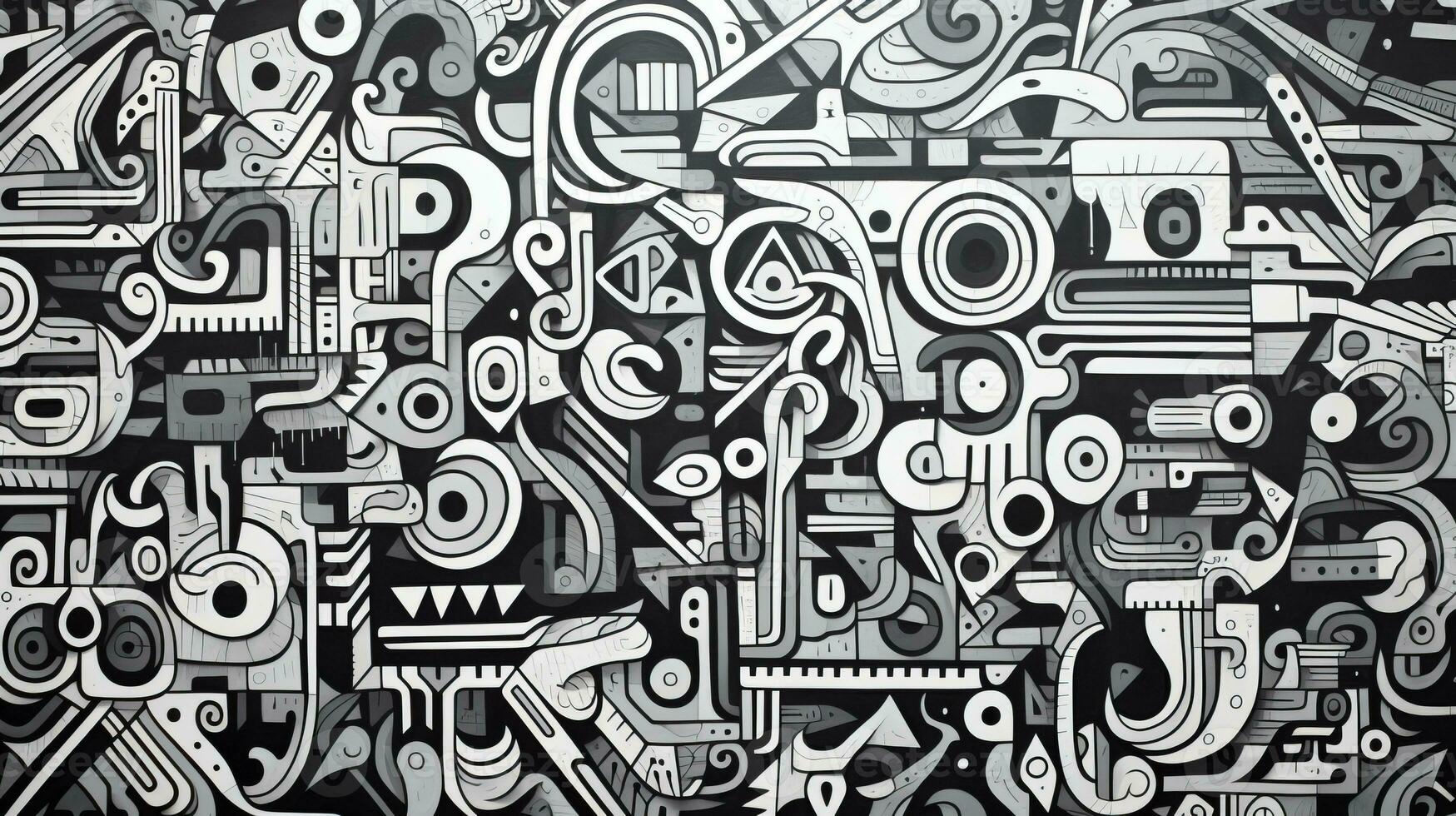 AI generated Abstract doodle composition. Surreal style photo