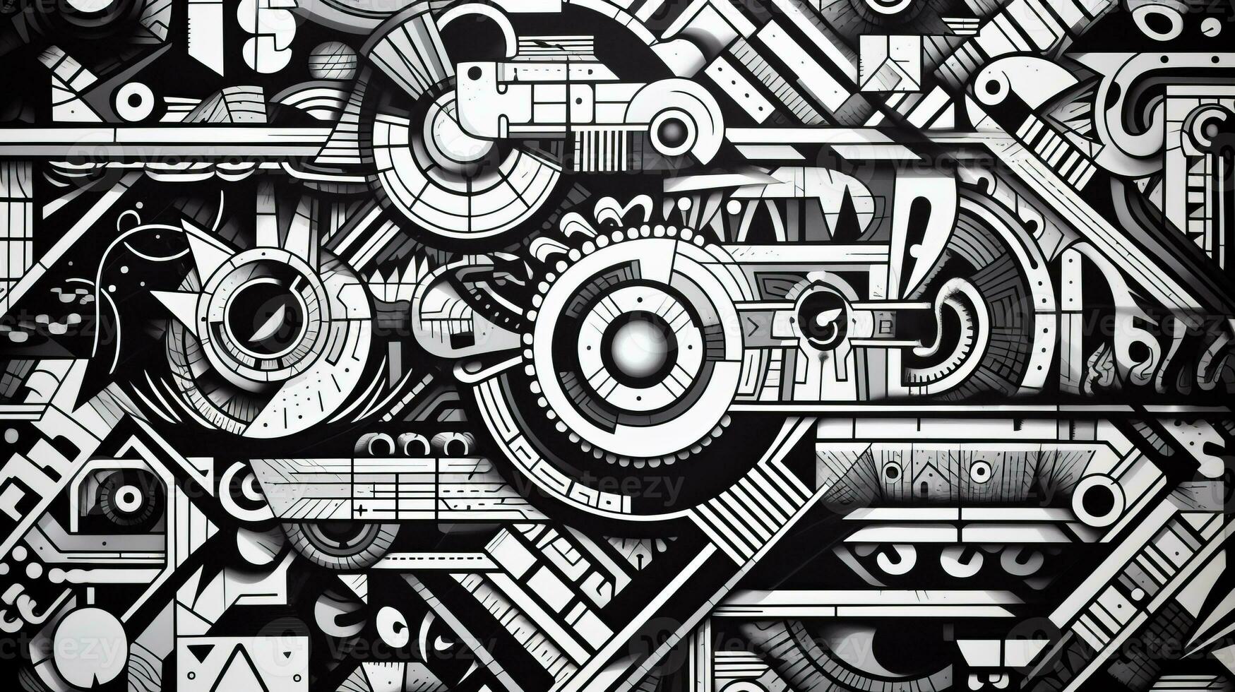 AI generated Abstract doodle composition. Surreal style photo