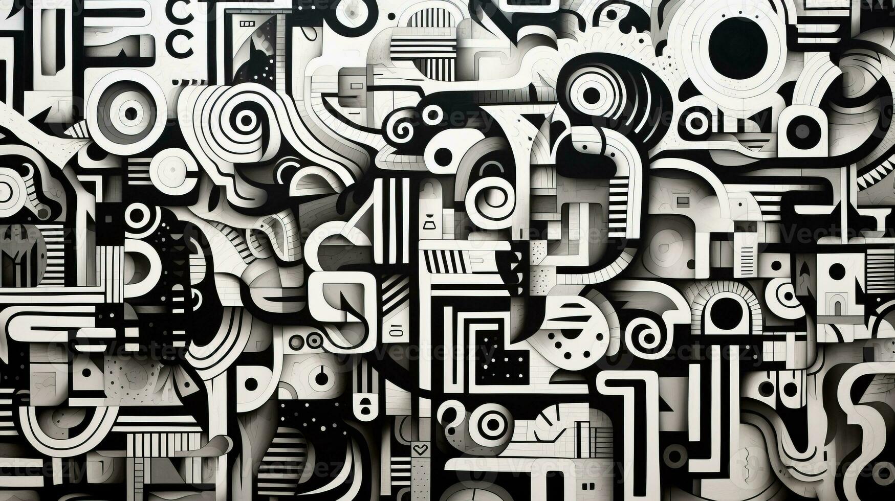 AI generated Abstract doodle composition. Surreal style photo