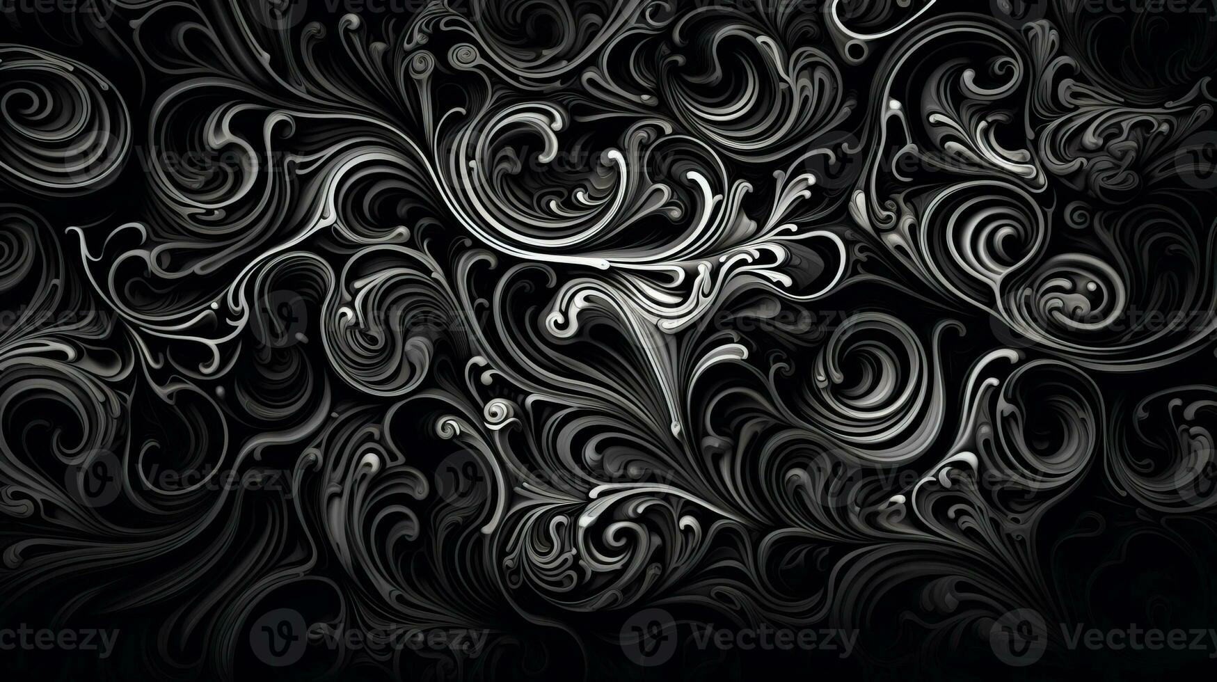 AI generated Abstract floral pattern in black and white colors photo