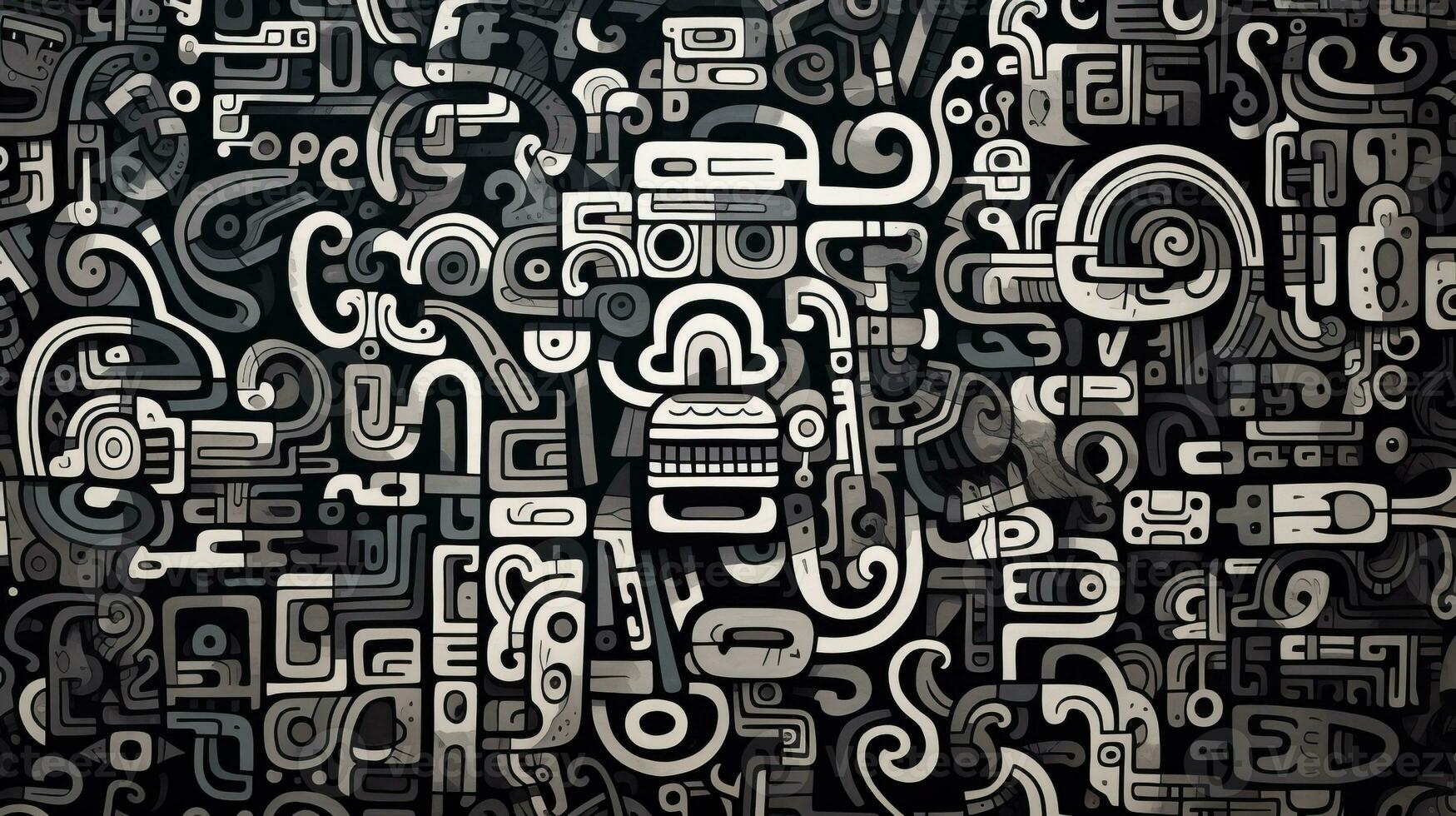 AI generated Abstract doodle composition. Surreal style photo