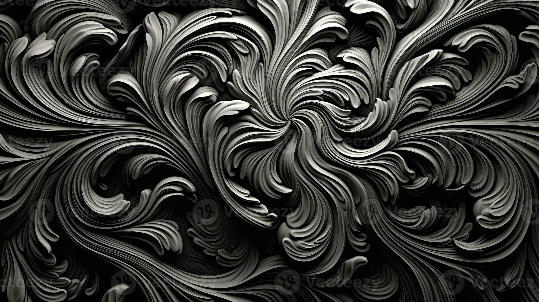 AI generated Abstract floral pattern in black and white colors photo