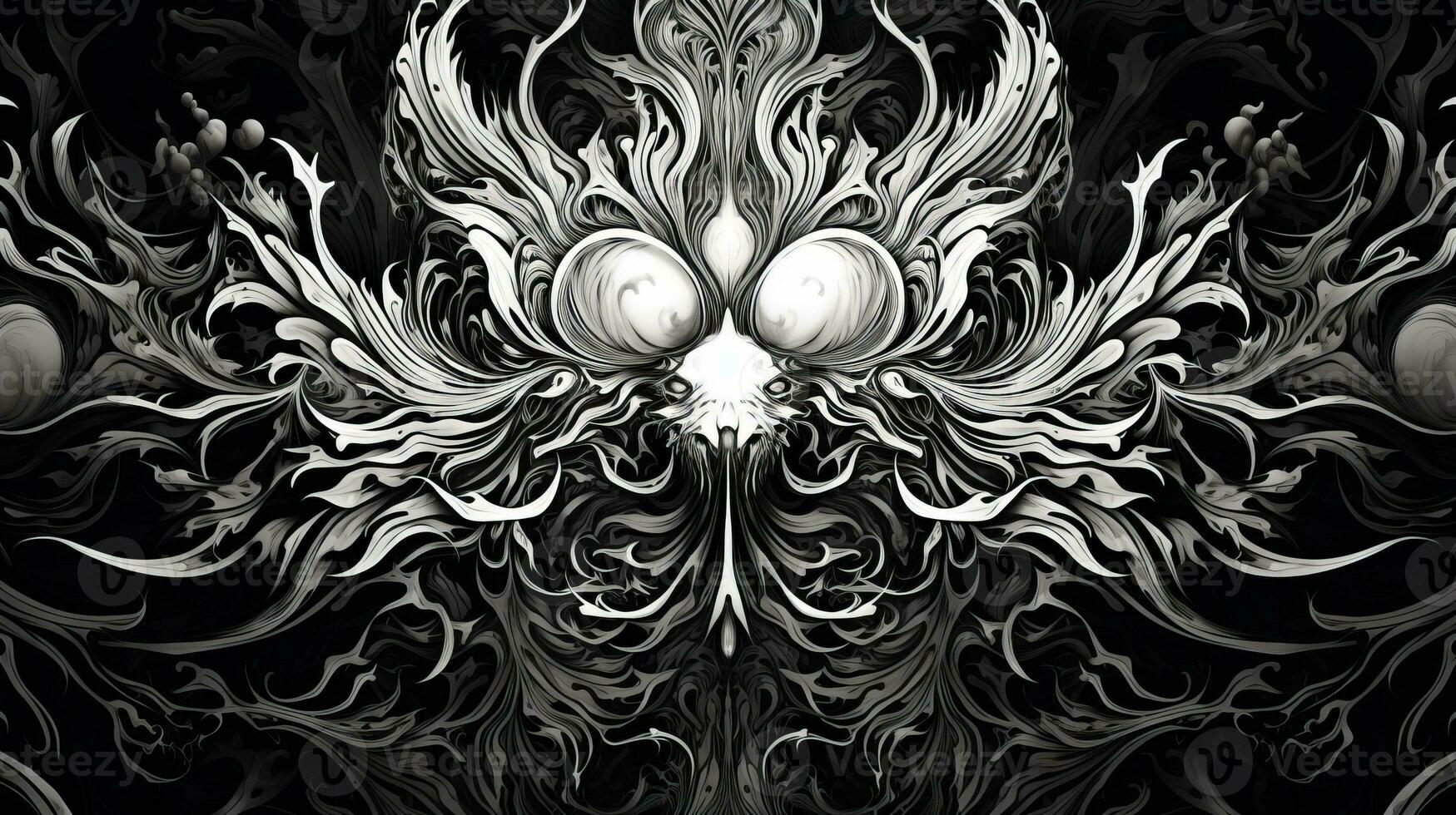 AI generated Abstract floral pattern in black and white colors photo