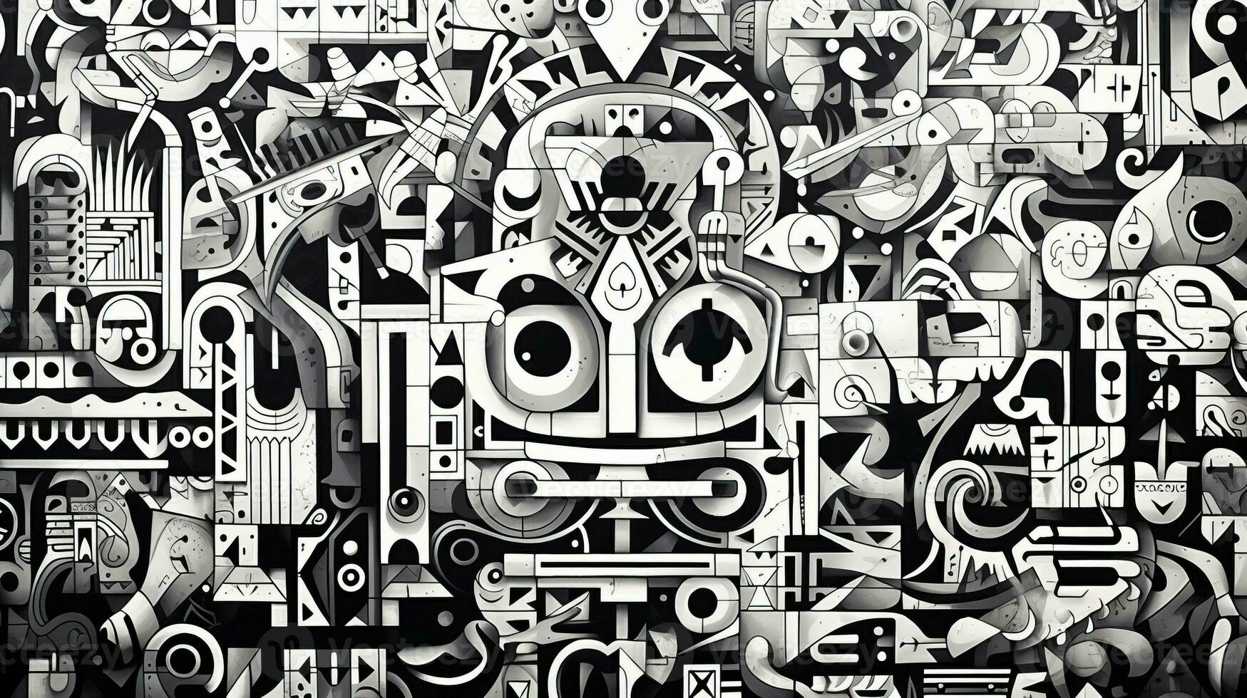AI generated Abstract doodle composition. Surreal style photo