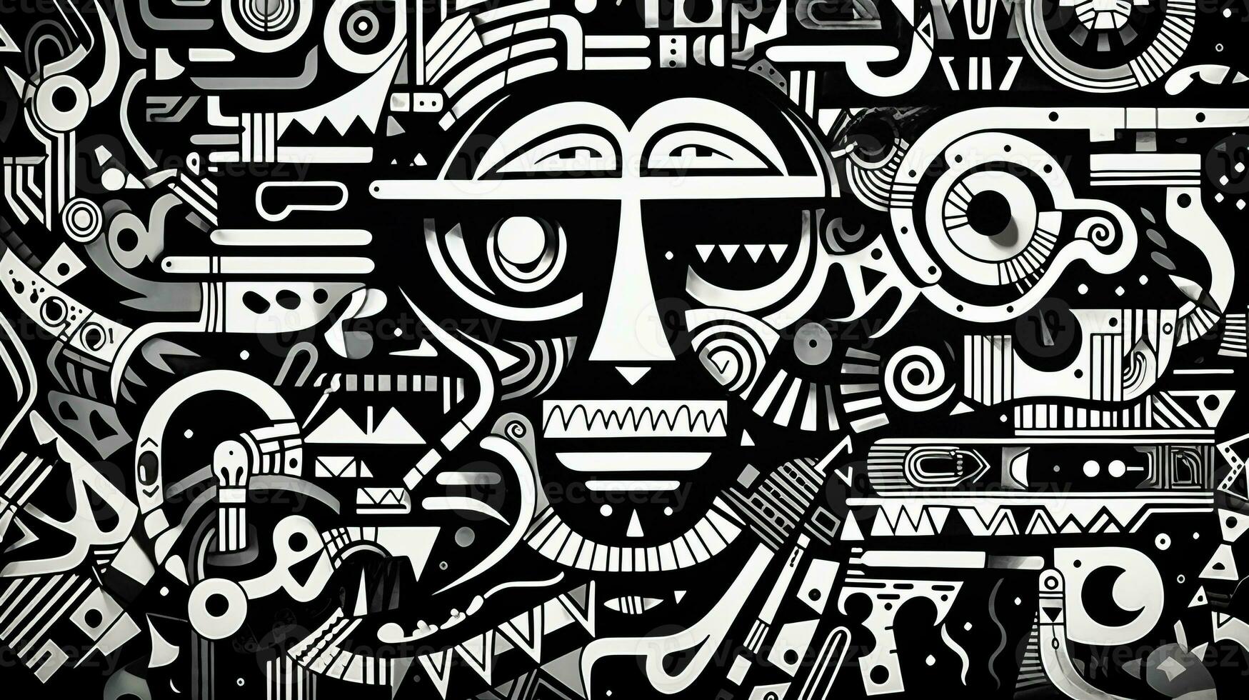 AI generated Abstract doodle composition. Surreal style photo
