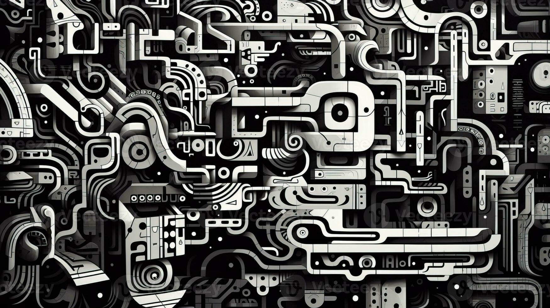 AI generated Abstract doodle composition. Surreal style photo