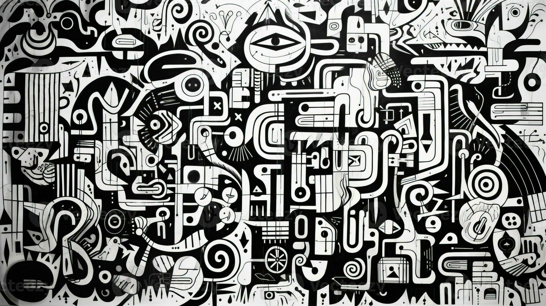 AI generated Abstract doodle composition. Surreal style photo