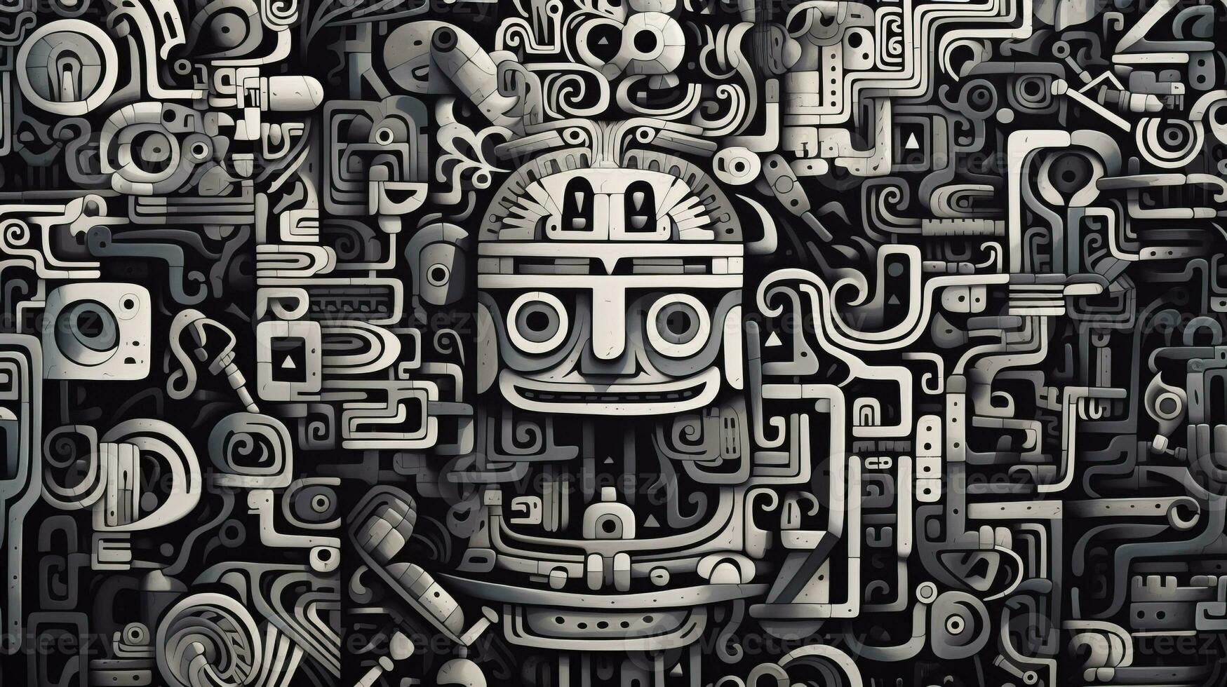 AI generated Abstract doodle composition. Surreal style photo