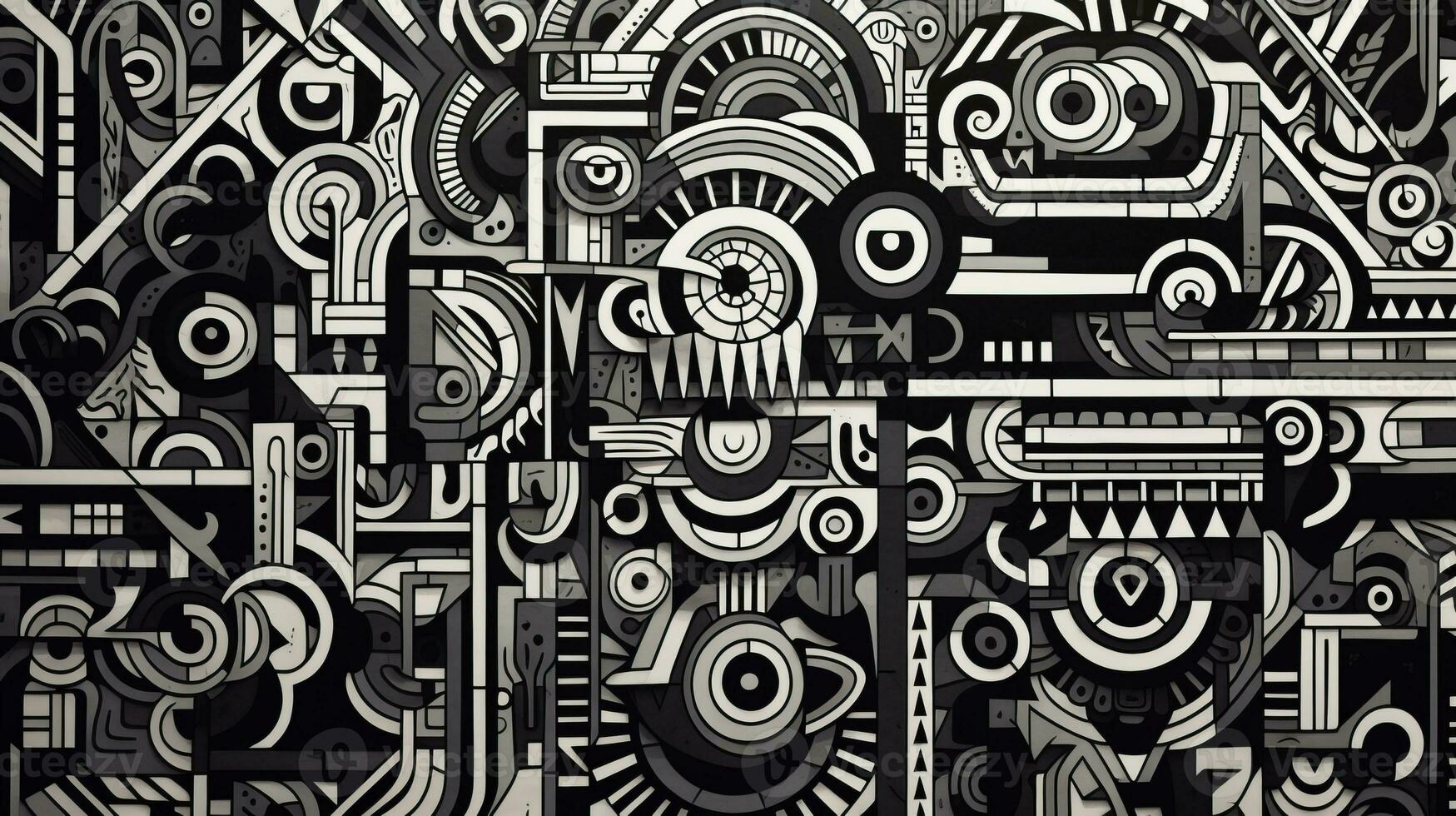 AI generated Abstract doodle composition. Surreal style photo