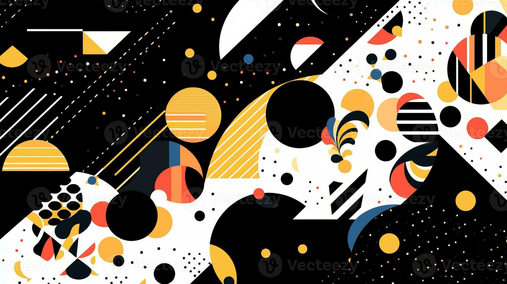 AI generated Abstract background with geometric shapes. Memphis style photo