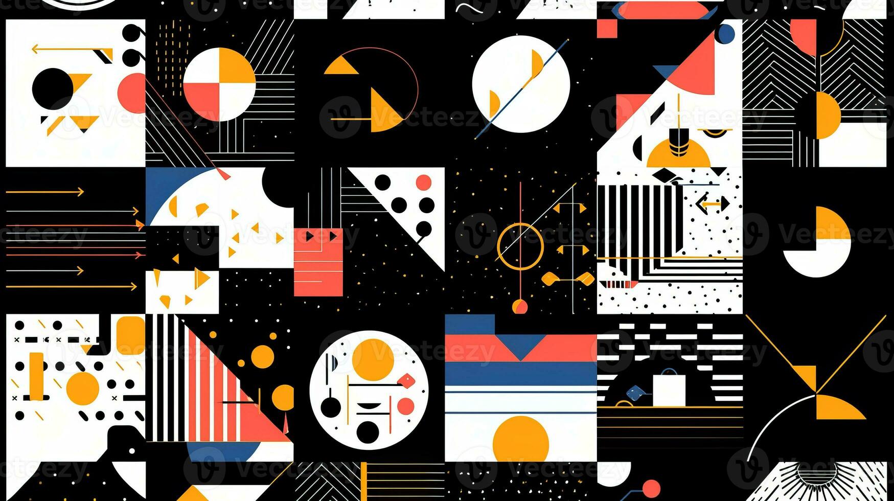 AI generated Abstract background with geometric shapes. Memphis style photo