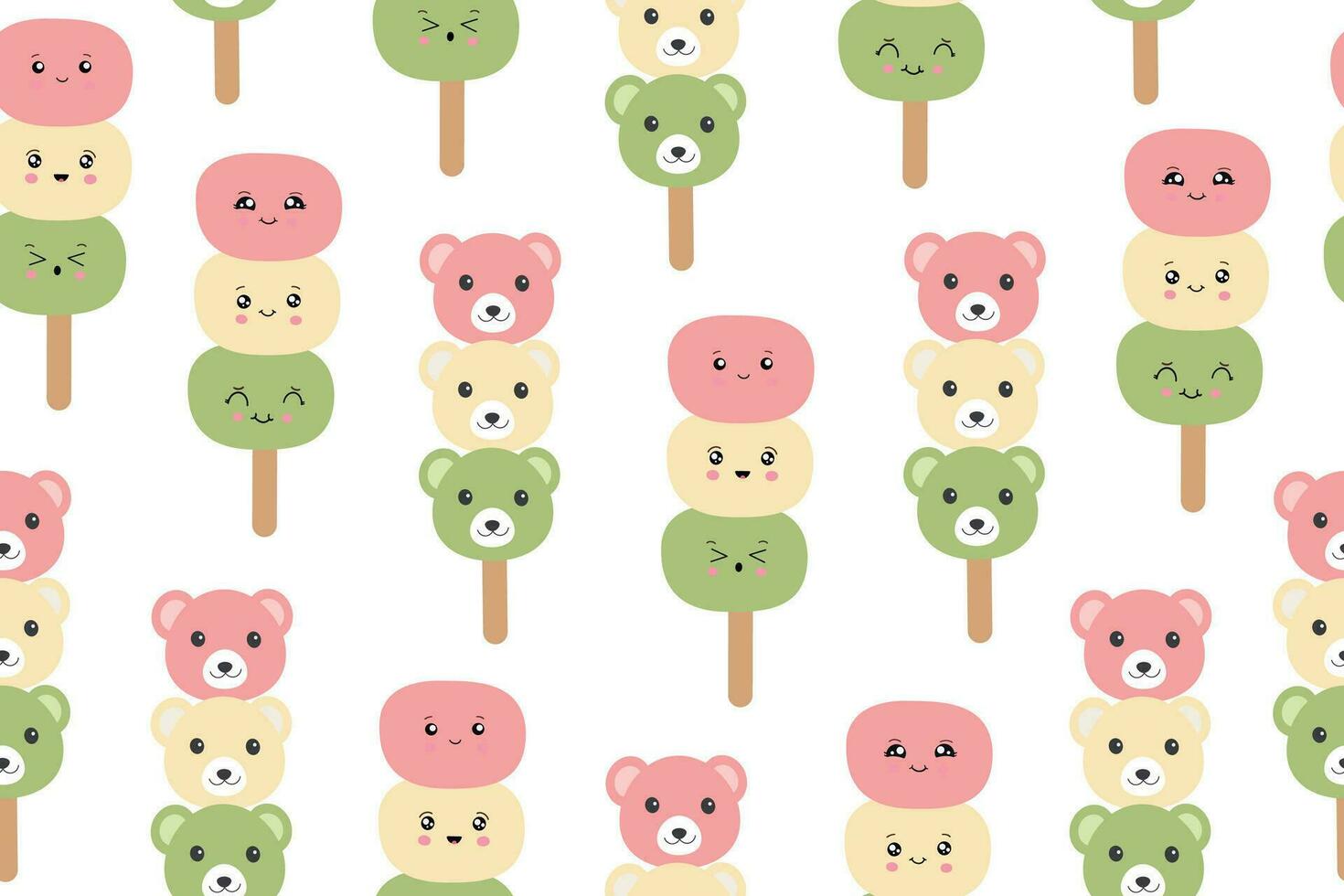 Japanese dessert Dango seamless pattern. Vector illustration. Vector illustration