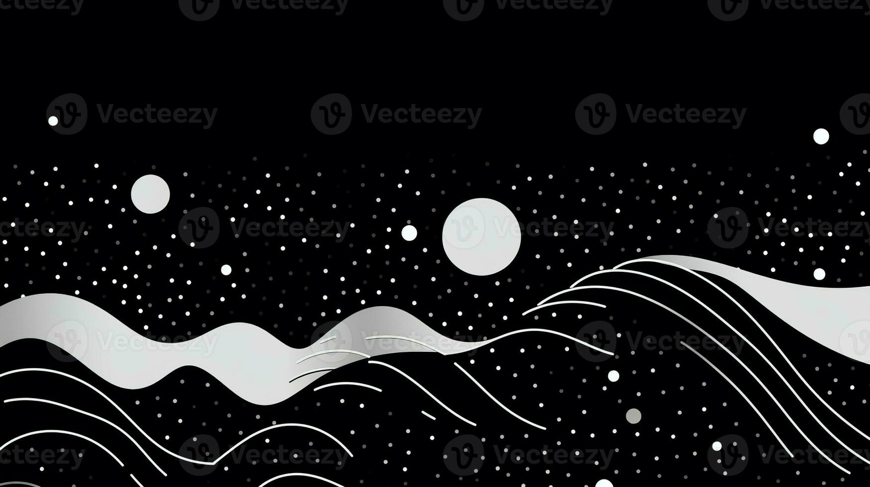 AI generated Playful background with wavy shapes, circle, lines. Bauhaus style photo