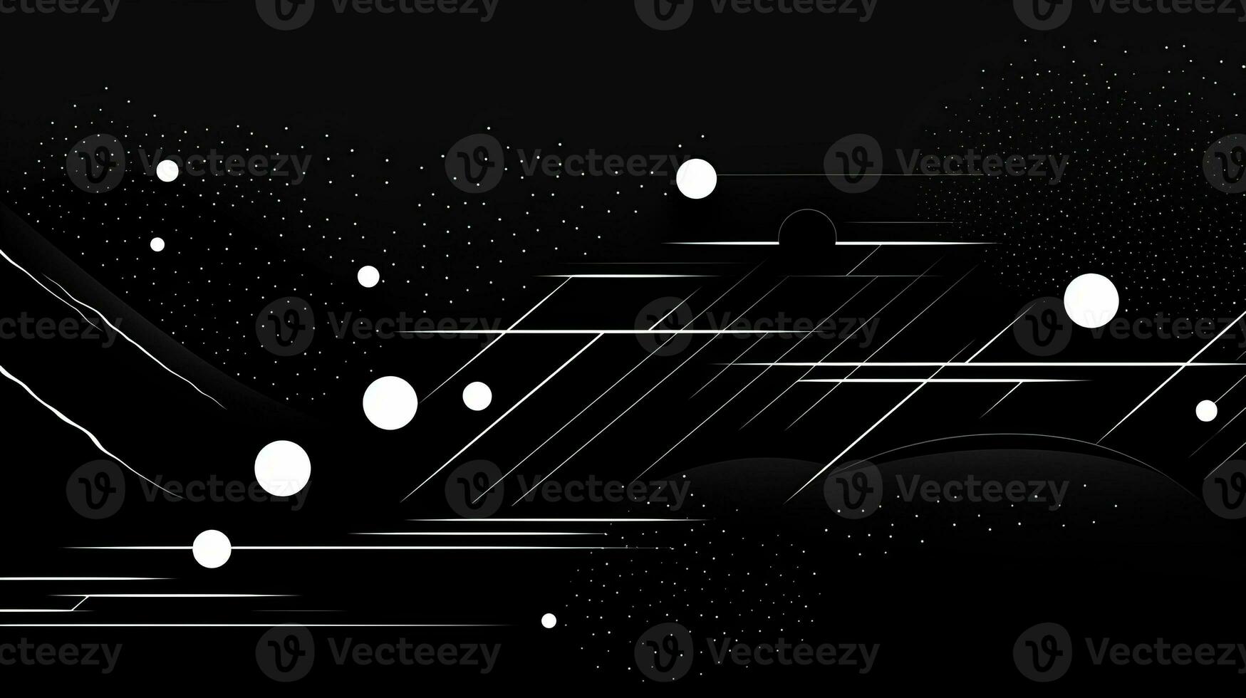 AI generated Playful background with wavy shapes, circle, lines. Bauhaus style photo