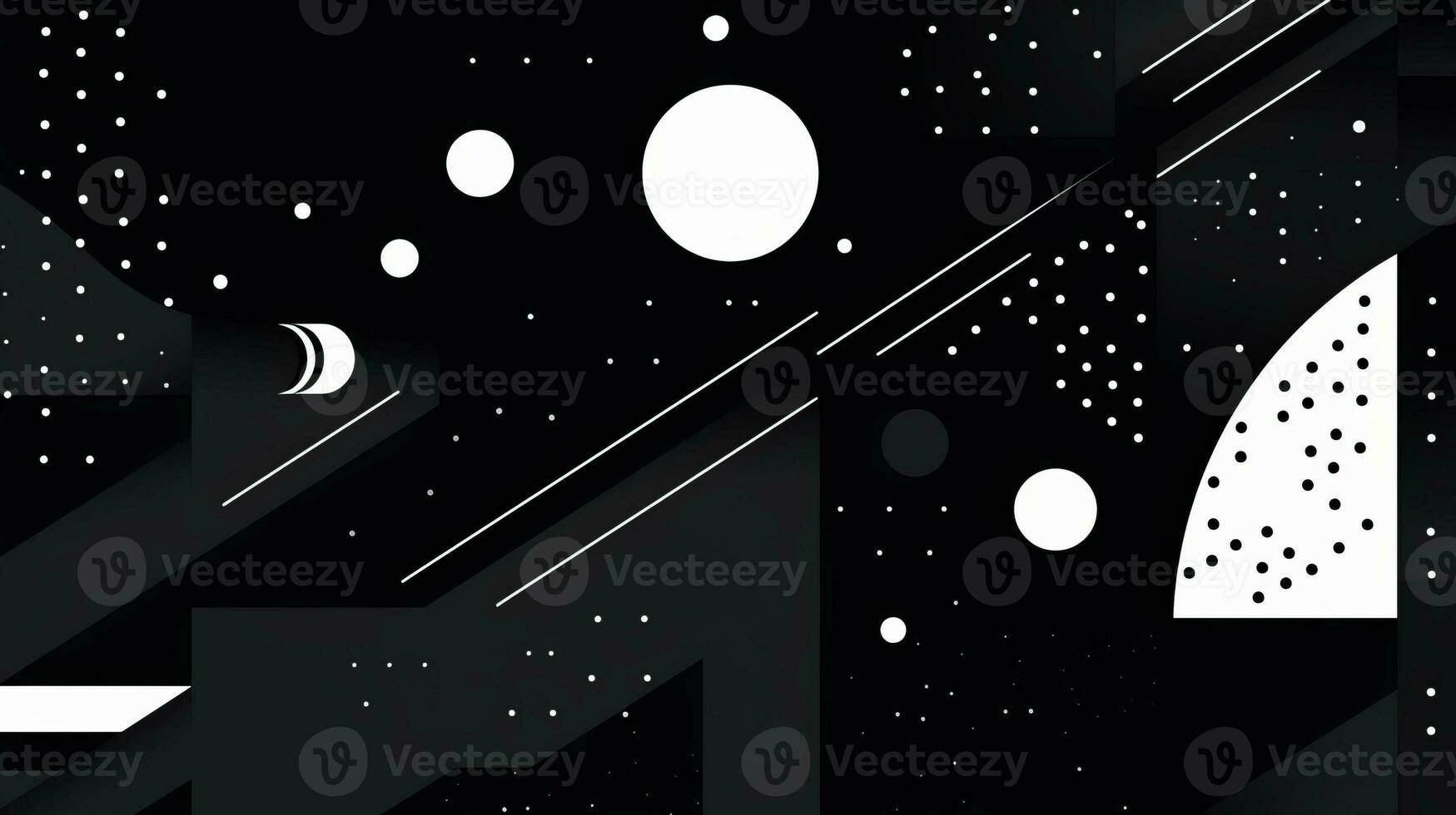 AI generated Playful background with wavy shapes, circle, lines. Bauhaus style photo