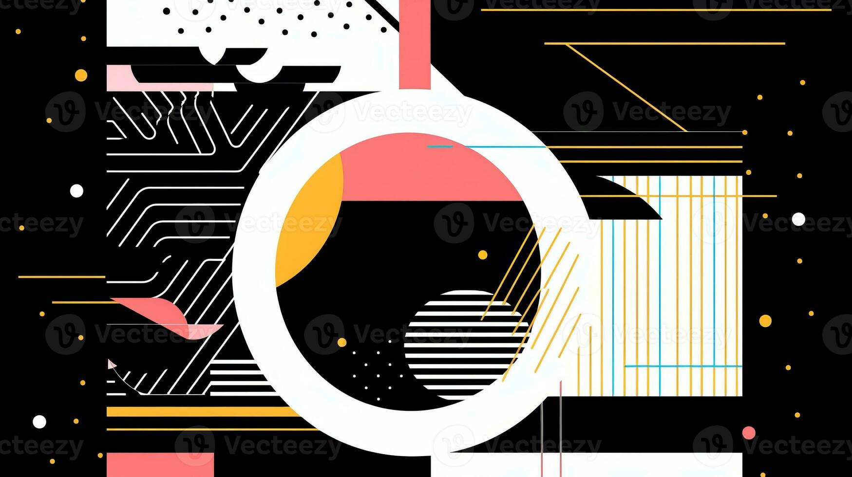 AI generated Abstract background with geometric shapes. Memphis style photo