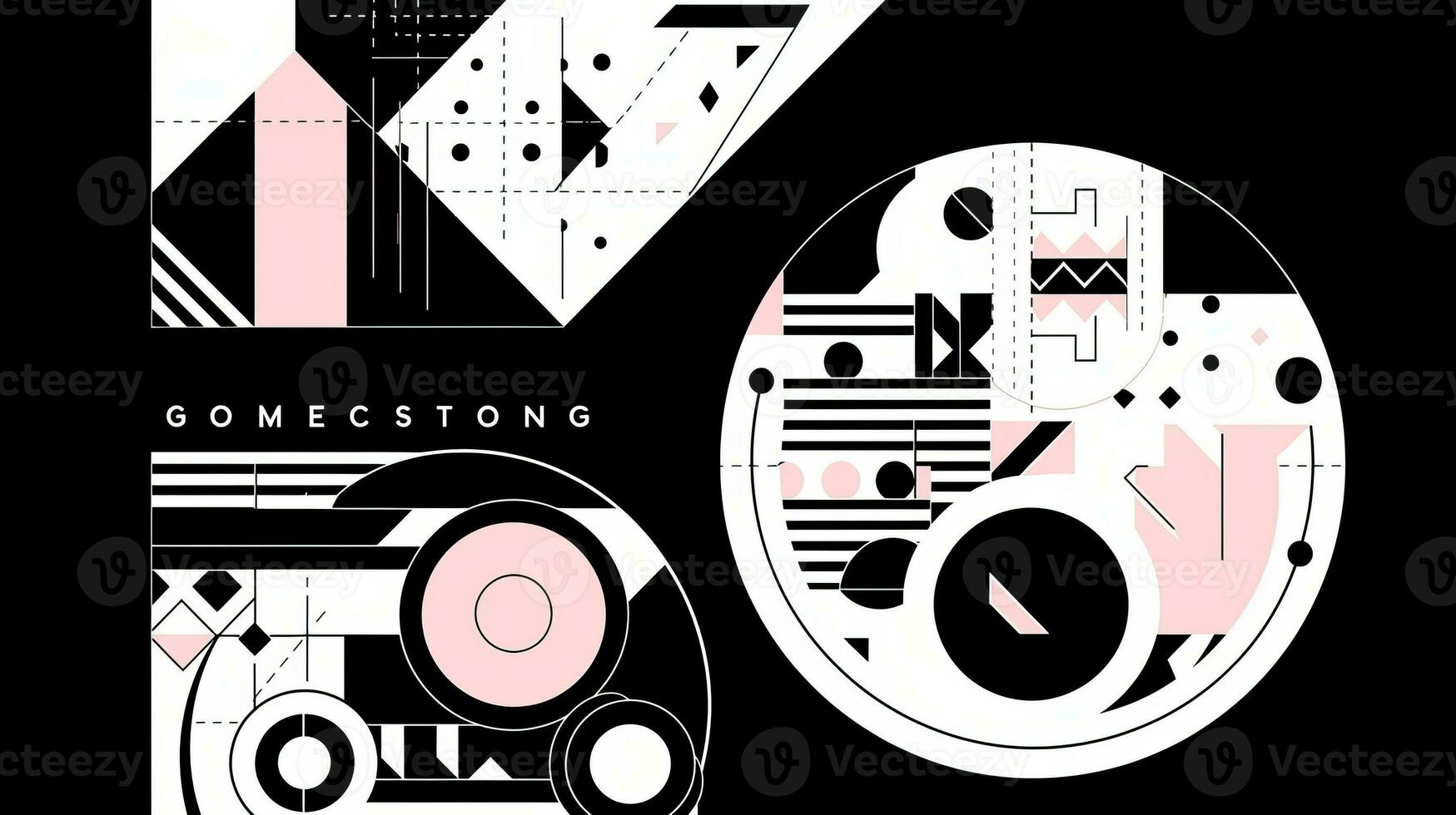 AI generated Abstract background with geometric shapes. Memphis style photo