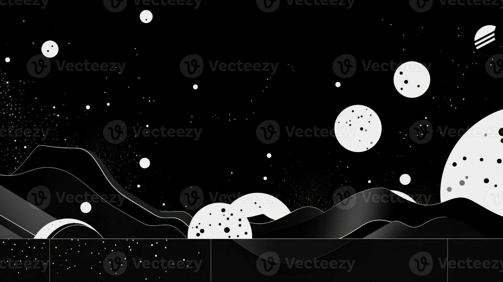 AI generated Playful background with wavy shapes, circle, lines. Bauhaus style photo