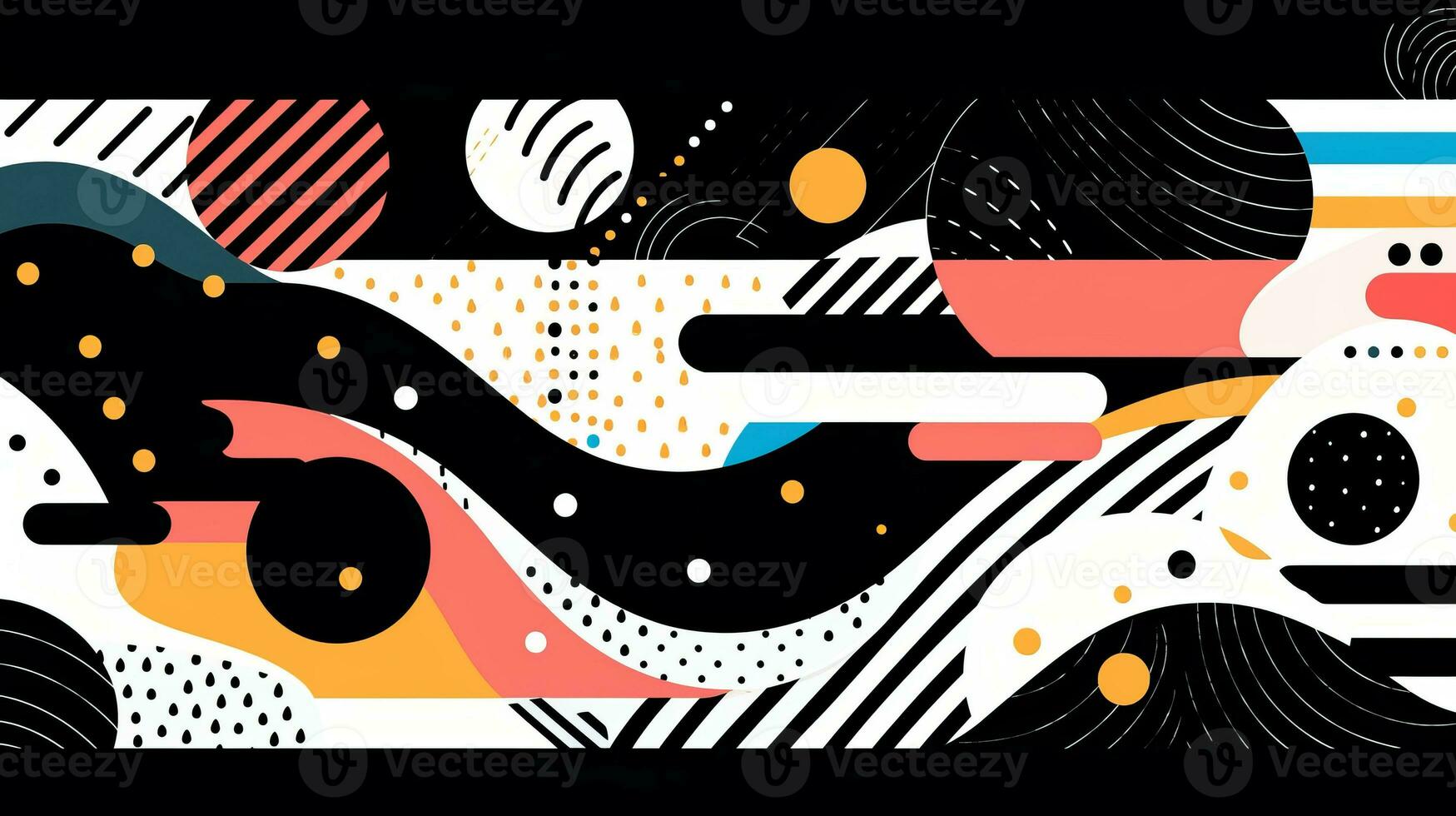 AI generated Abstract background with geometric shapes. Memphis style photo