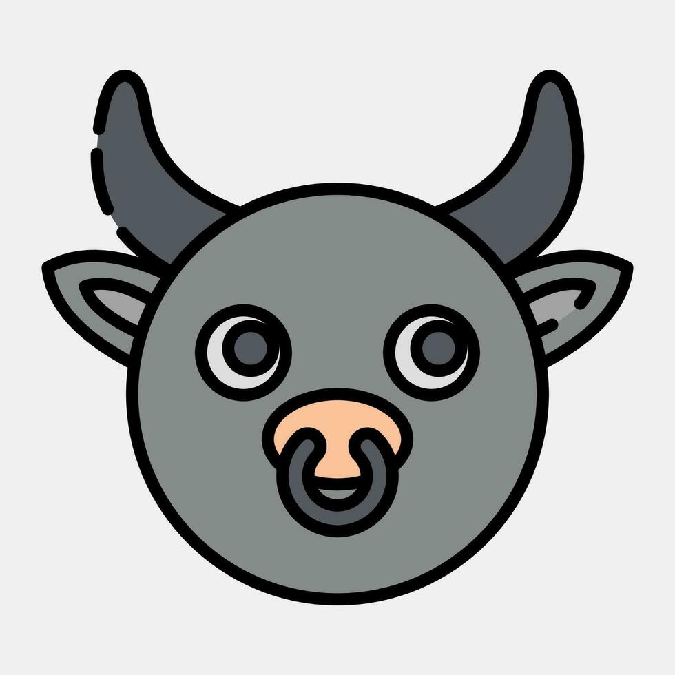 Icon ox face. Chinese Zodiac elements. Icons in filled line style. Good for prints, posters, logo, advertisement, decoration,infographics, etc. vector