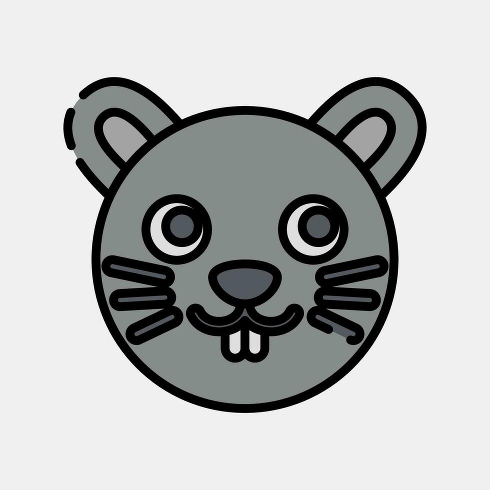 Icon mouse face. Chinese Zodiac elements. Icons in filled line style. Good for prints, posters, logo, advertisement, decoration,infographics, etc. vector