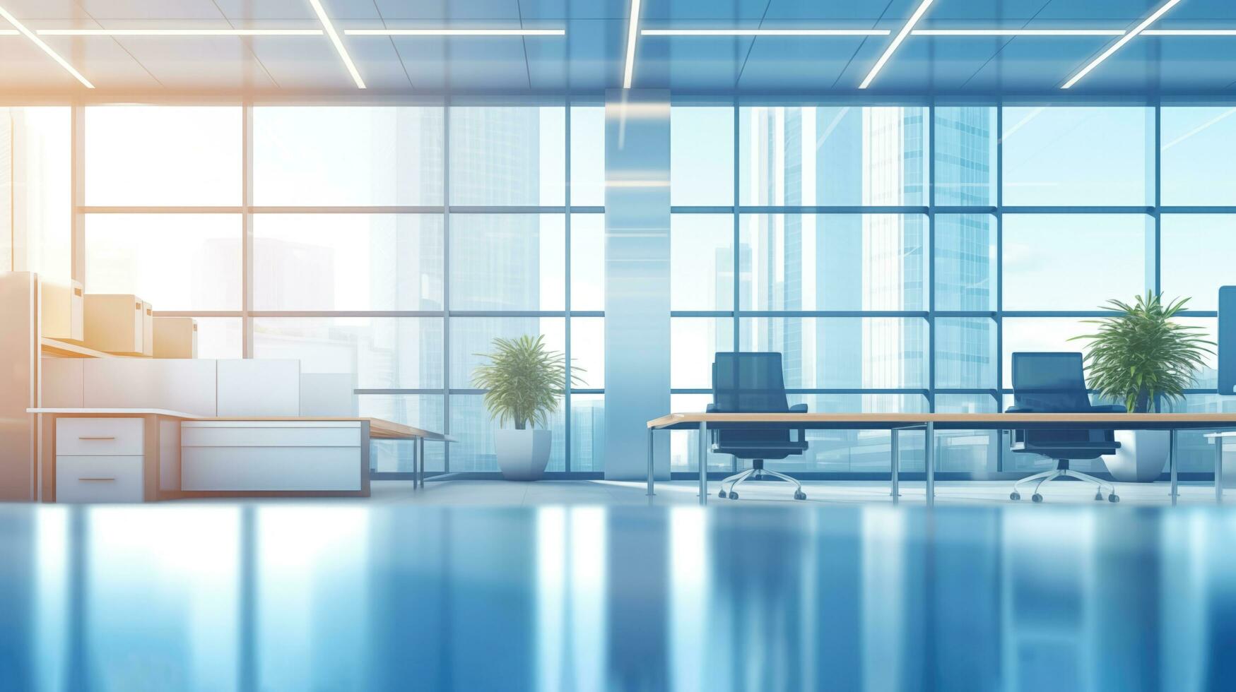 AI generated Blue Background With Light Flares And Glowing Particles photo