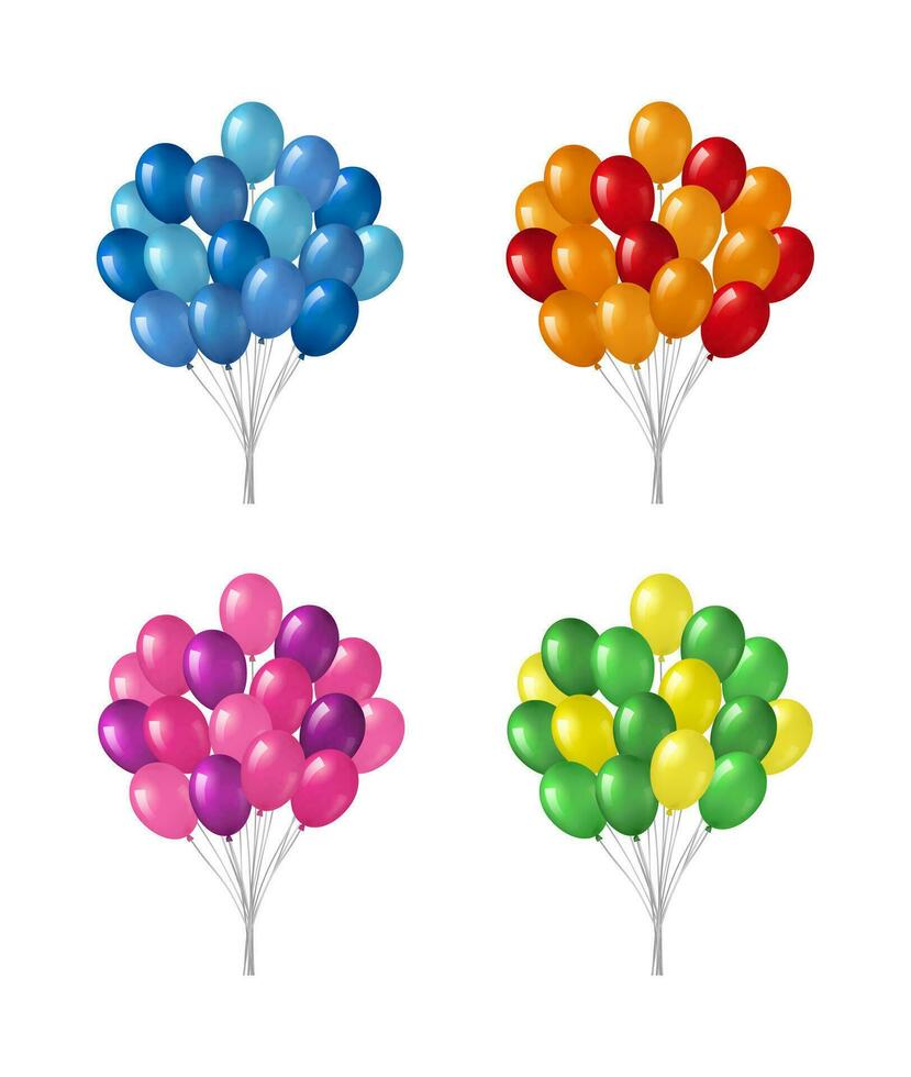 Bunches of helium balloons. vector