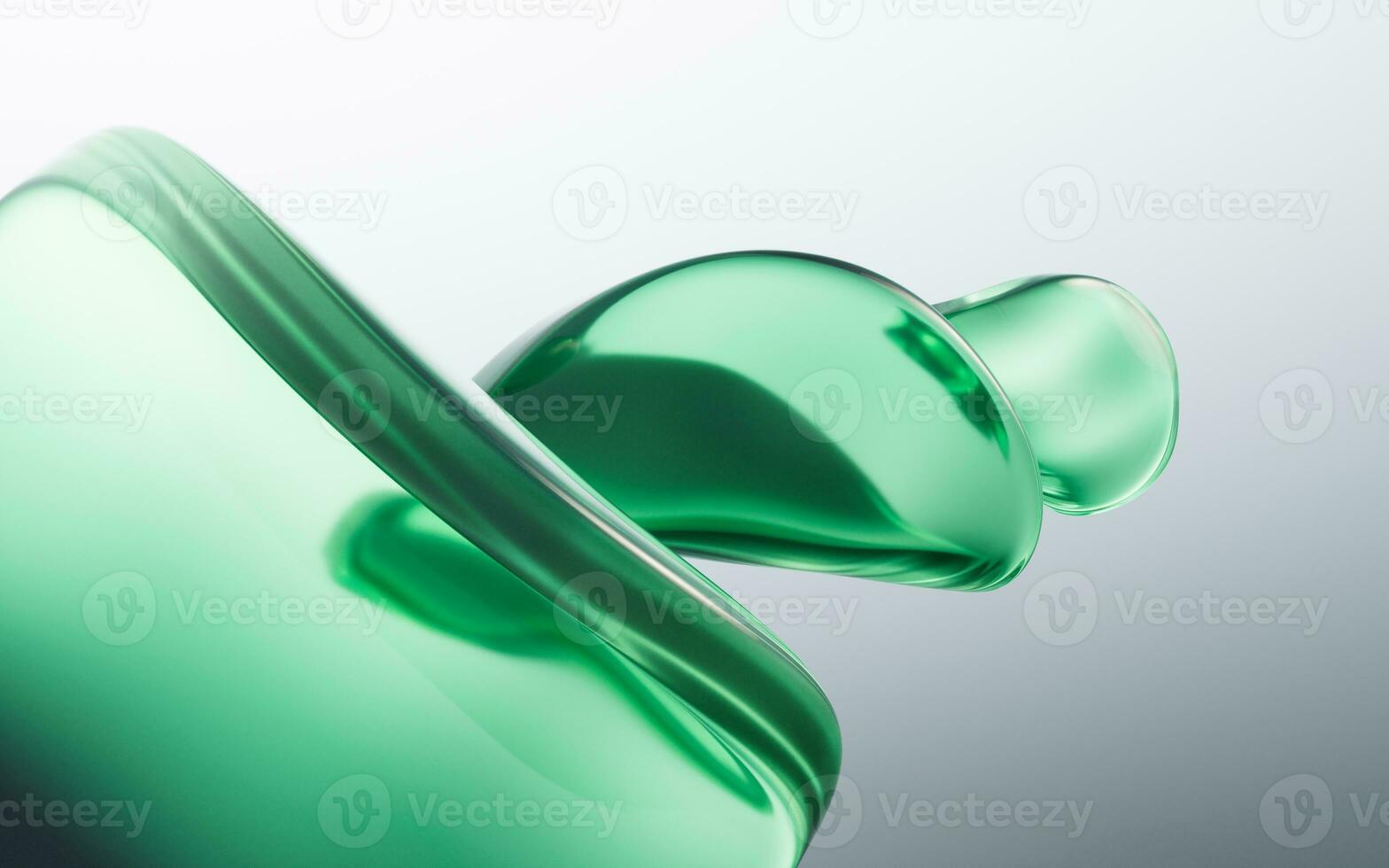 Gradient green transparent geometry background, 3d rendering. photo