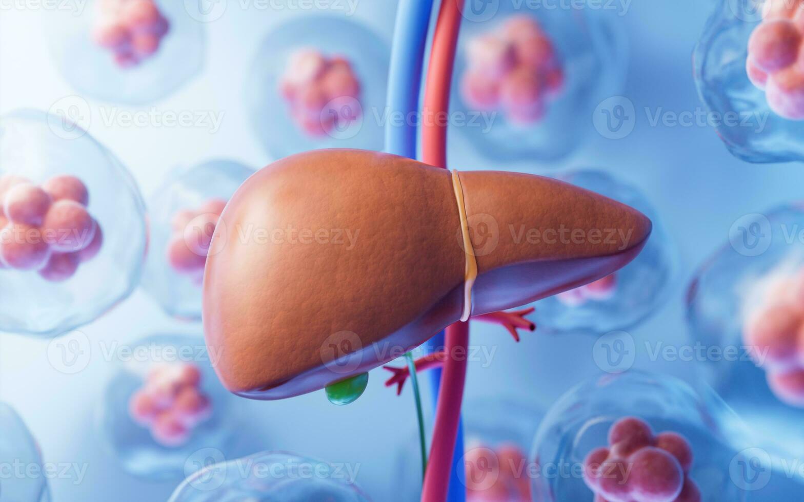 Liver organ with health care concept, 3d rendering. photo