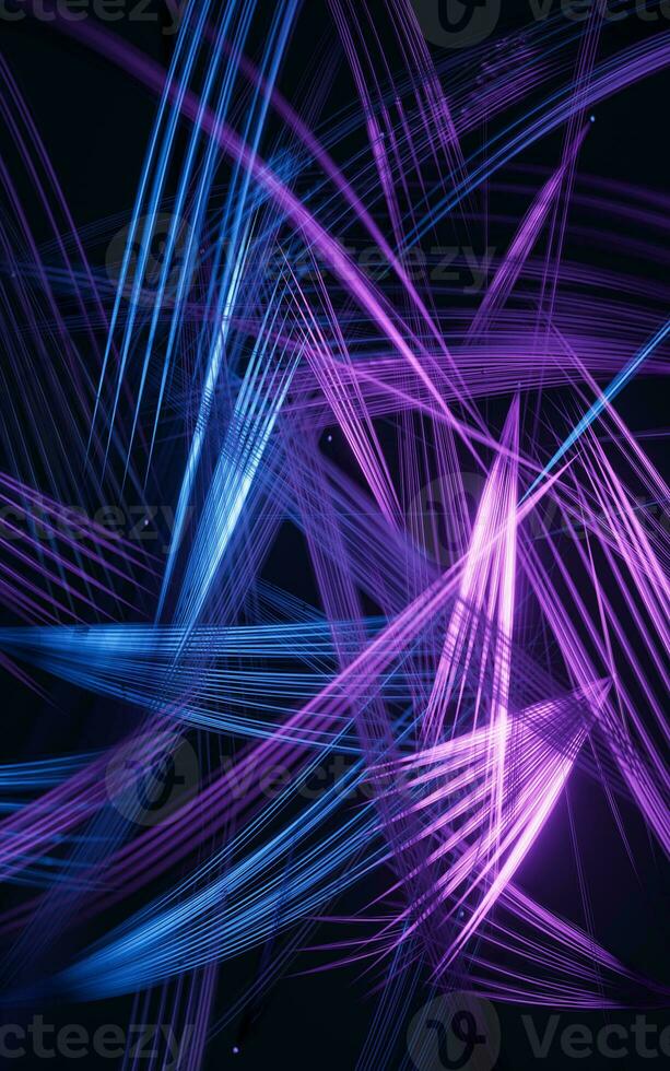 Abstract glowing neon lines background, 3d rendering. photo