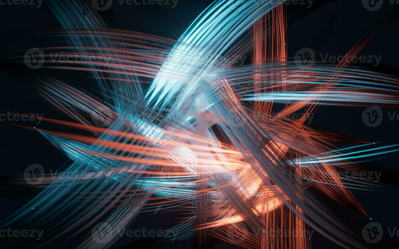Abstract glowing neon lines background, 3d rendering. photo