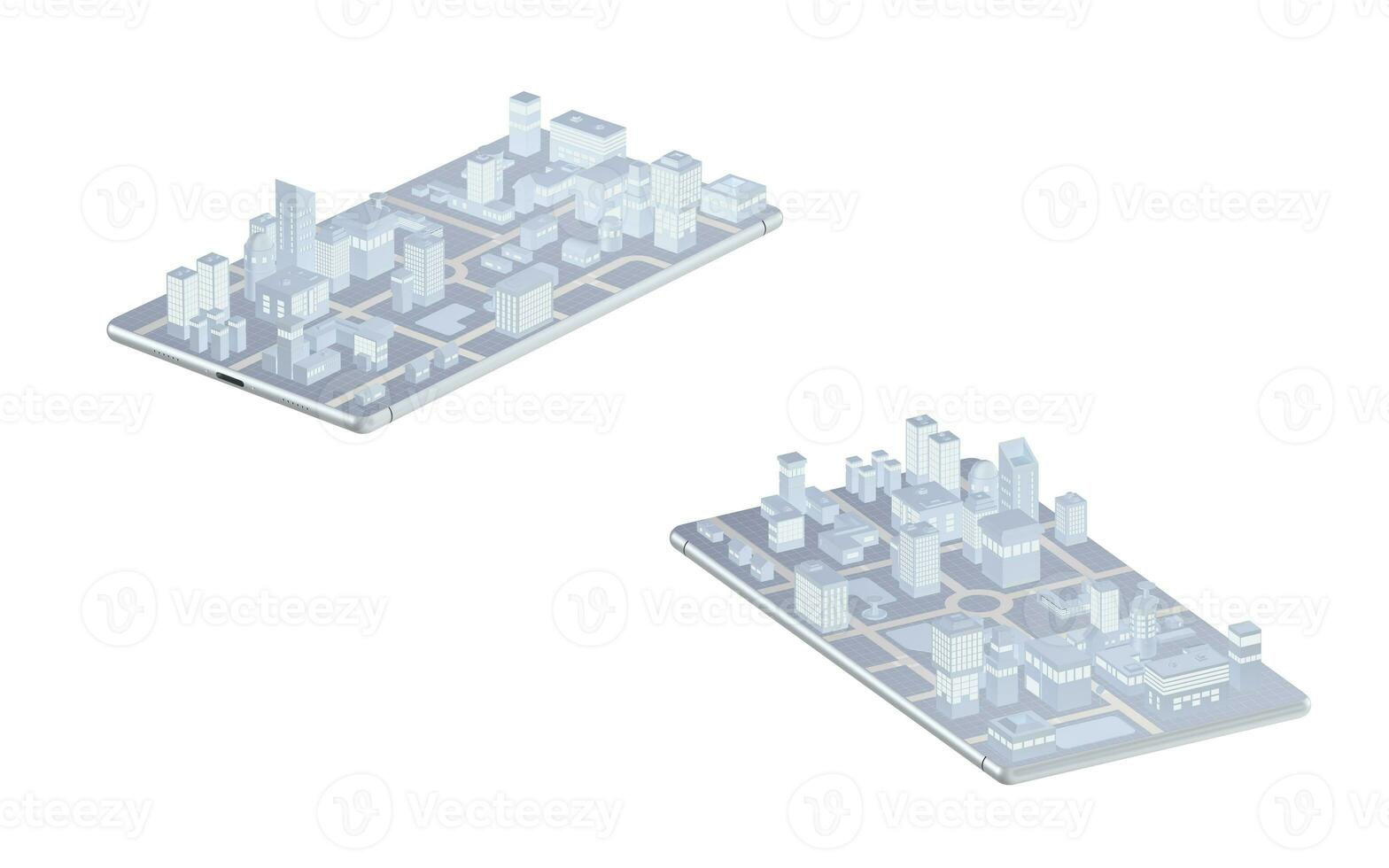 Modern city on the mobile phone, 3d rendering. photo