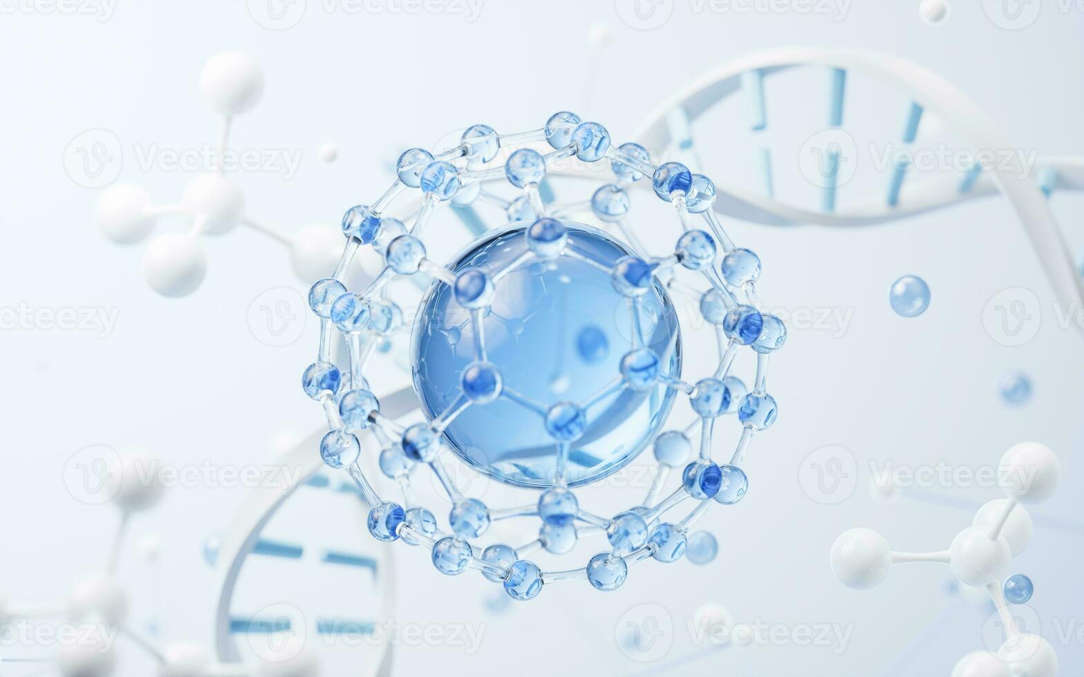 Molecule with biology concept background, 3d rendering. photo