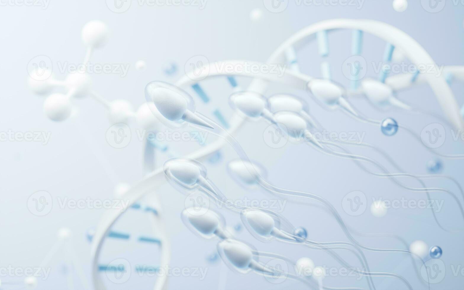 Sperm cells and biological concept background, 3d rendering. photo
