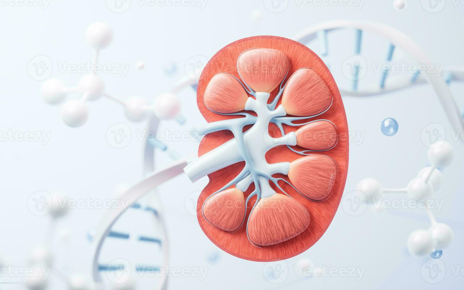 Kidney and biological concept background, 3d rendering. photo