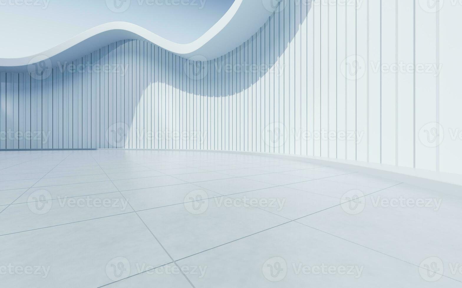 Empty ground with white building background, 3d rendering. photo
