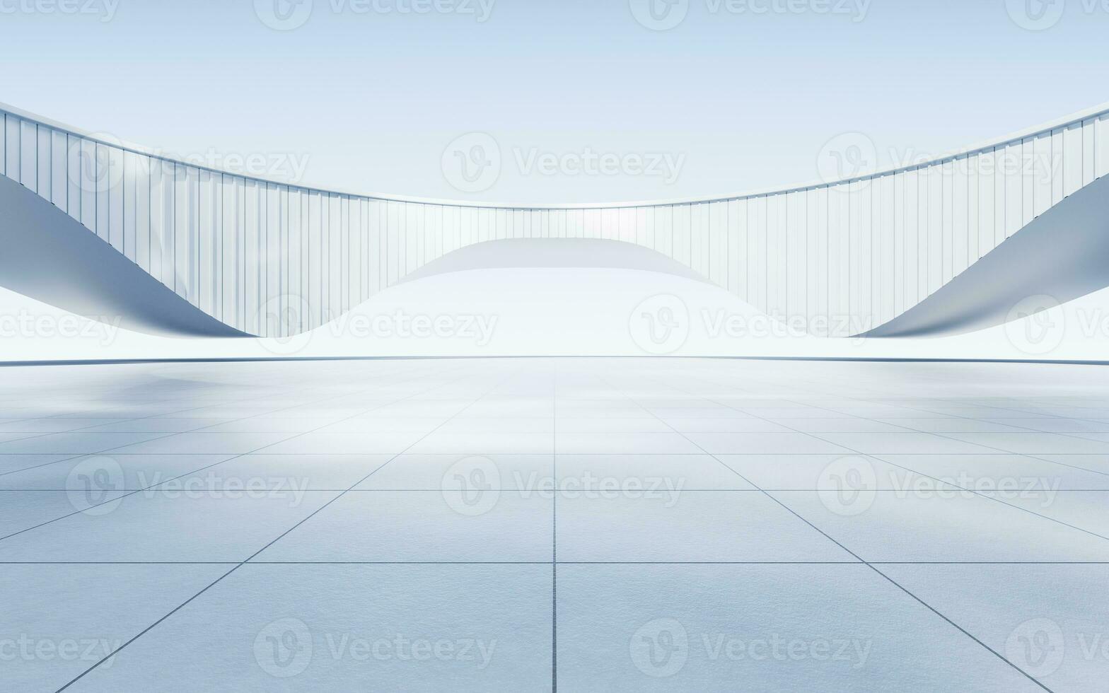 Empty ground with white building background, 3d rendering. photo