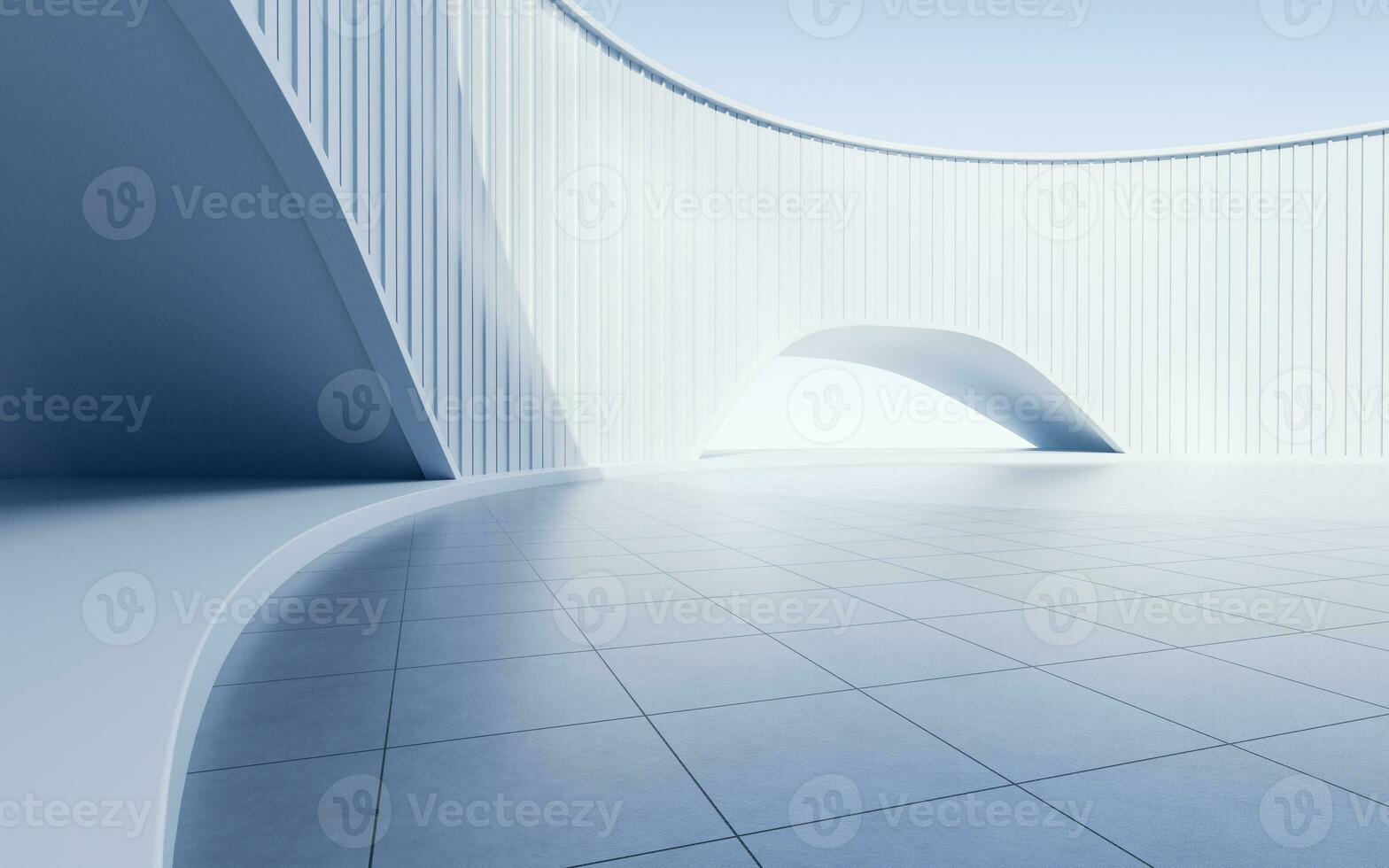 Empty ground with white building background, 3d rendering. photo