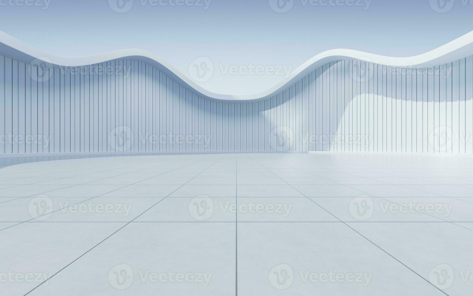 Empty ground with white building background, 3d rendering. photo