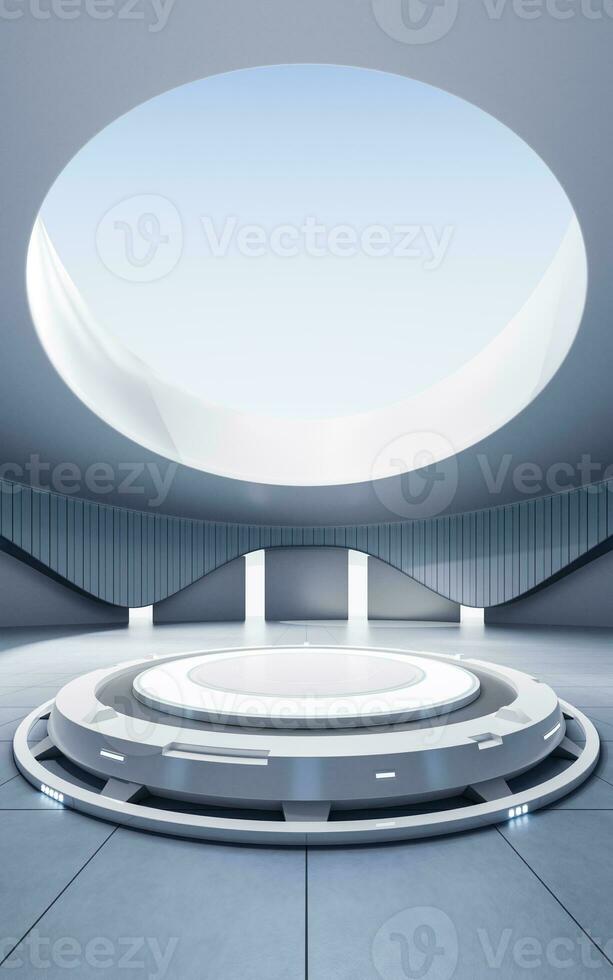 Empty creative round room background, 3d rendering. photo