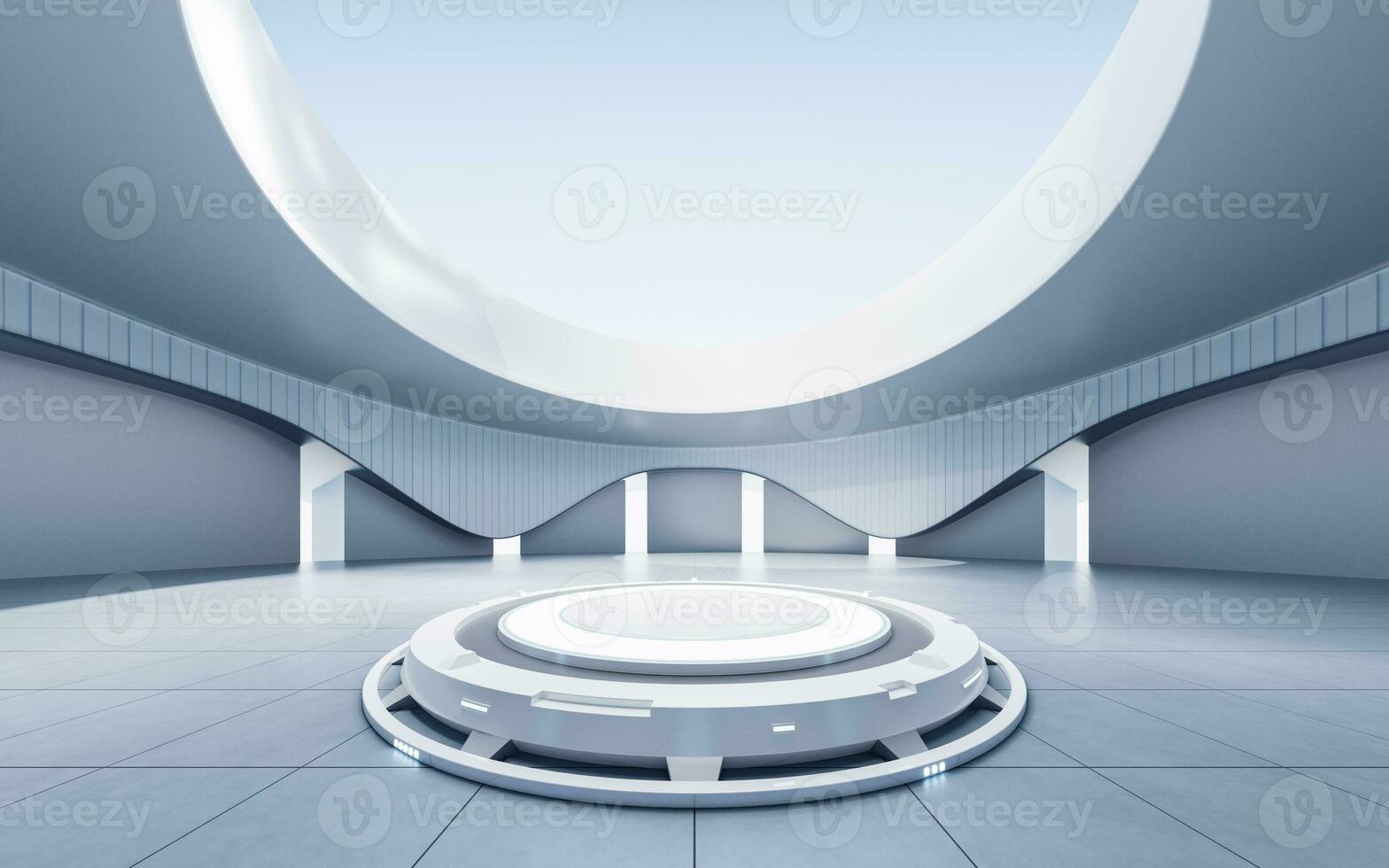 Empty creative round room background, 3d rendering. photo