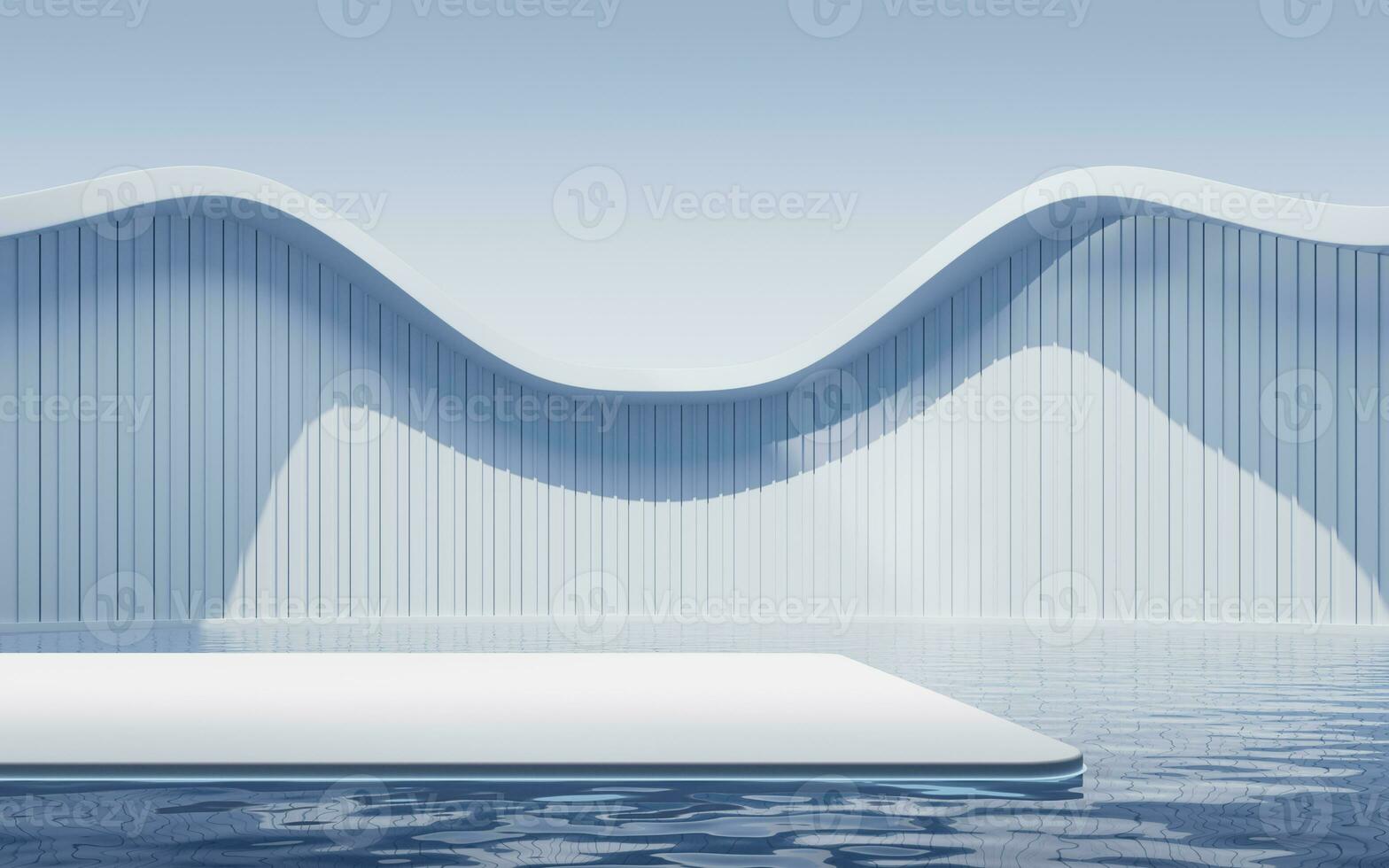 Empty ground with white building background, 3d rendering. photo