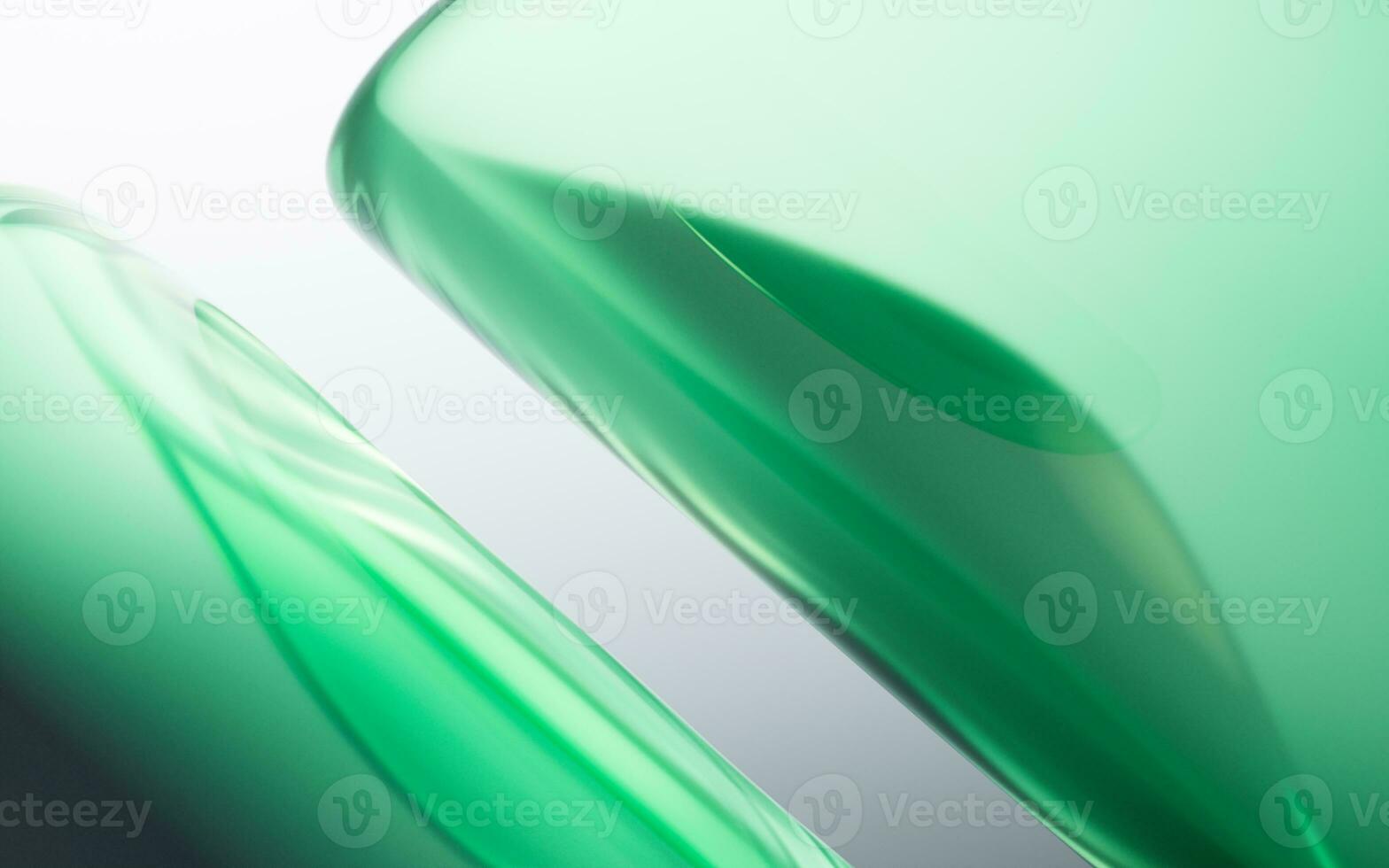Gradient green transparent geometry background, 3d rendering. photo