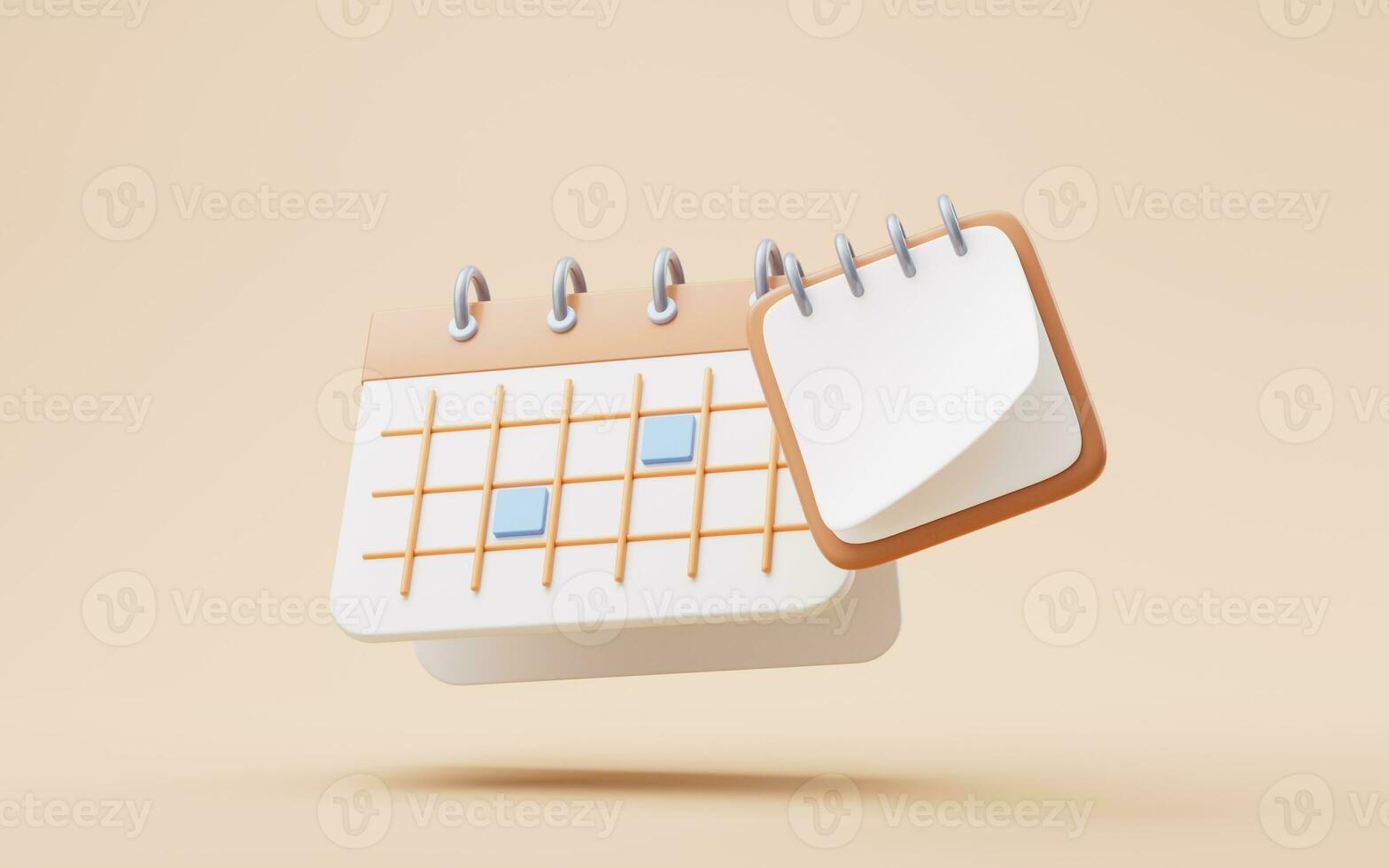 Cartoon style calendar and sticky note, 3d rendering. photo