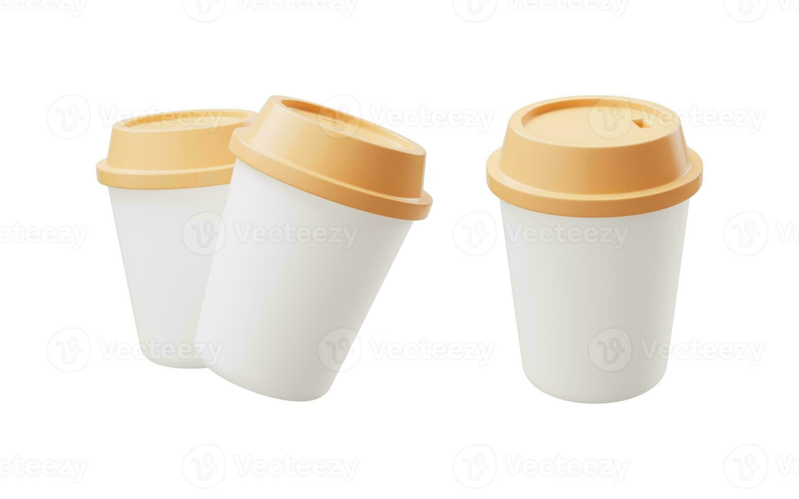 Cartoon style coffee cup, 3d rendering. photo