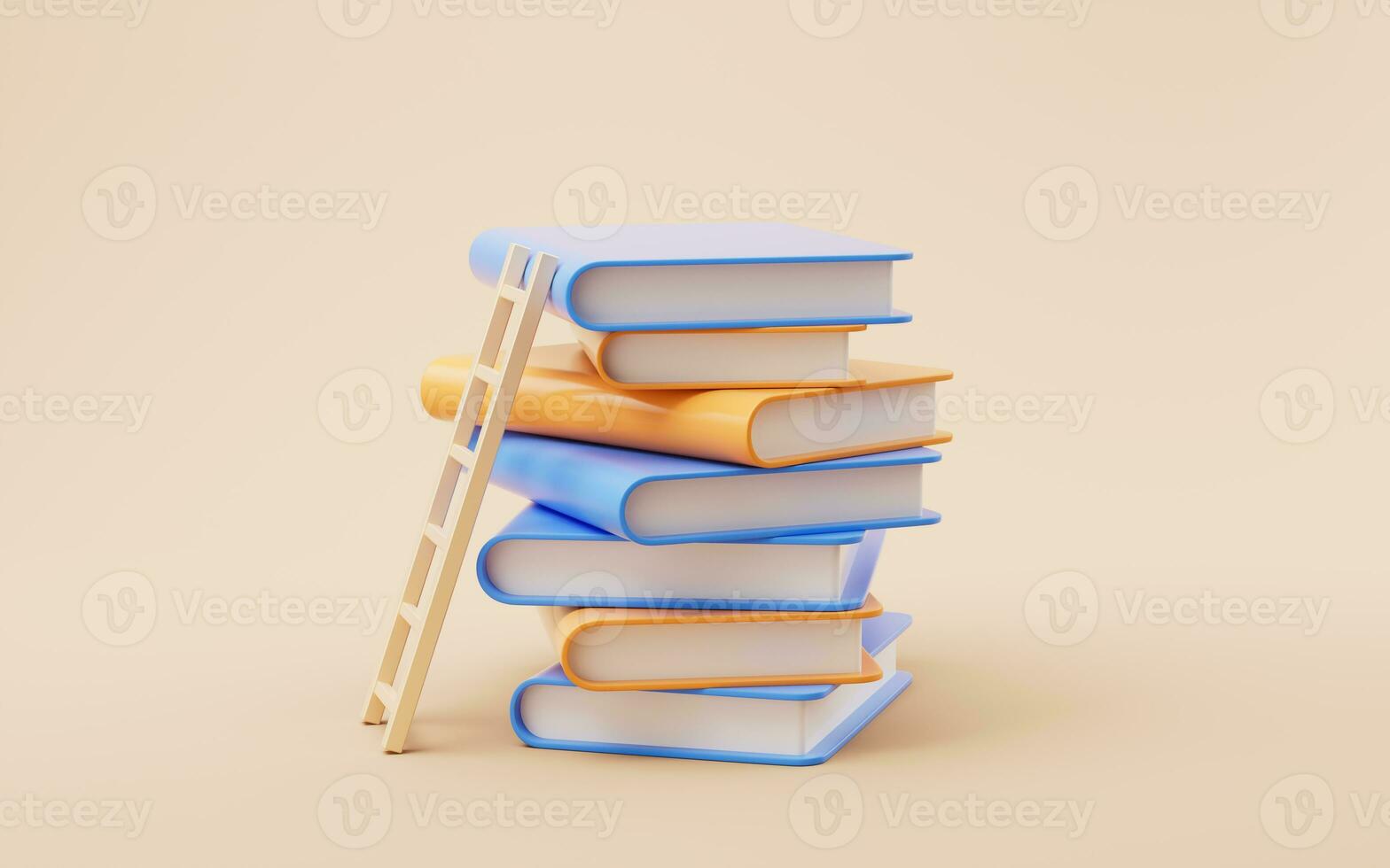 Stack of books with cartoon style, 3d rendering. photo